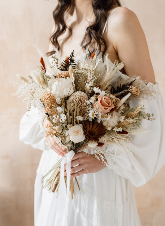 Adelaide Bohemian Dried Flower Flat Back Wedding Bridal Bouquet