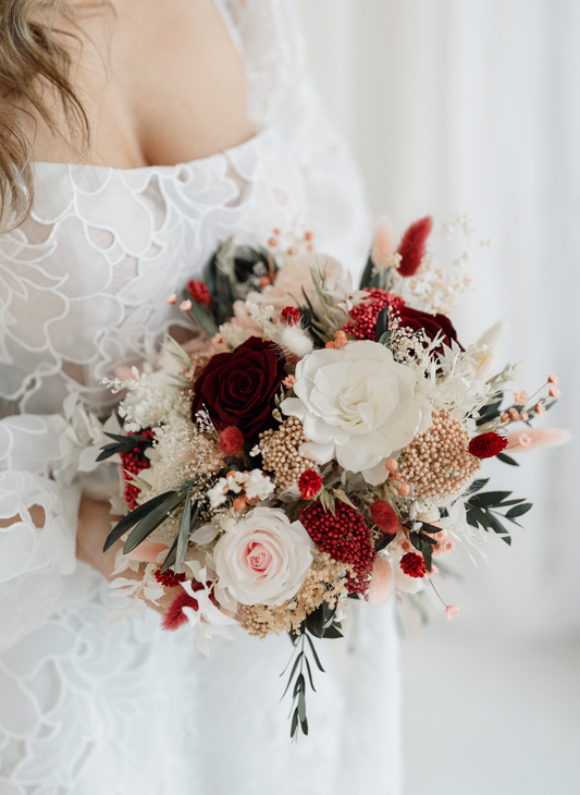 Amara Pink and Red Dried and Preserved Bridal Bouquet