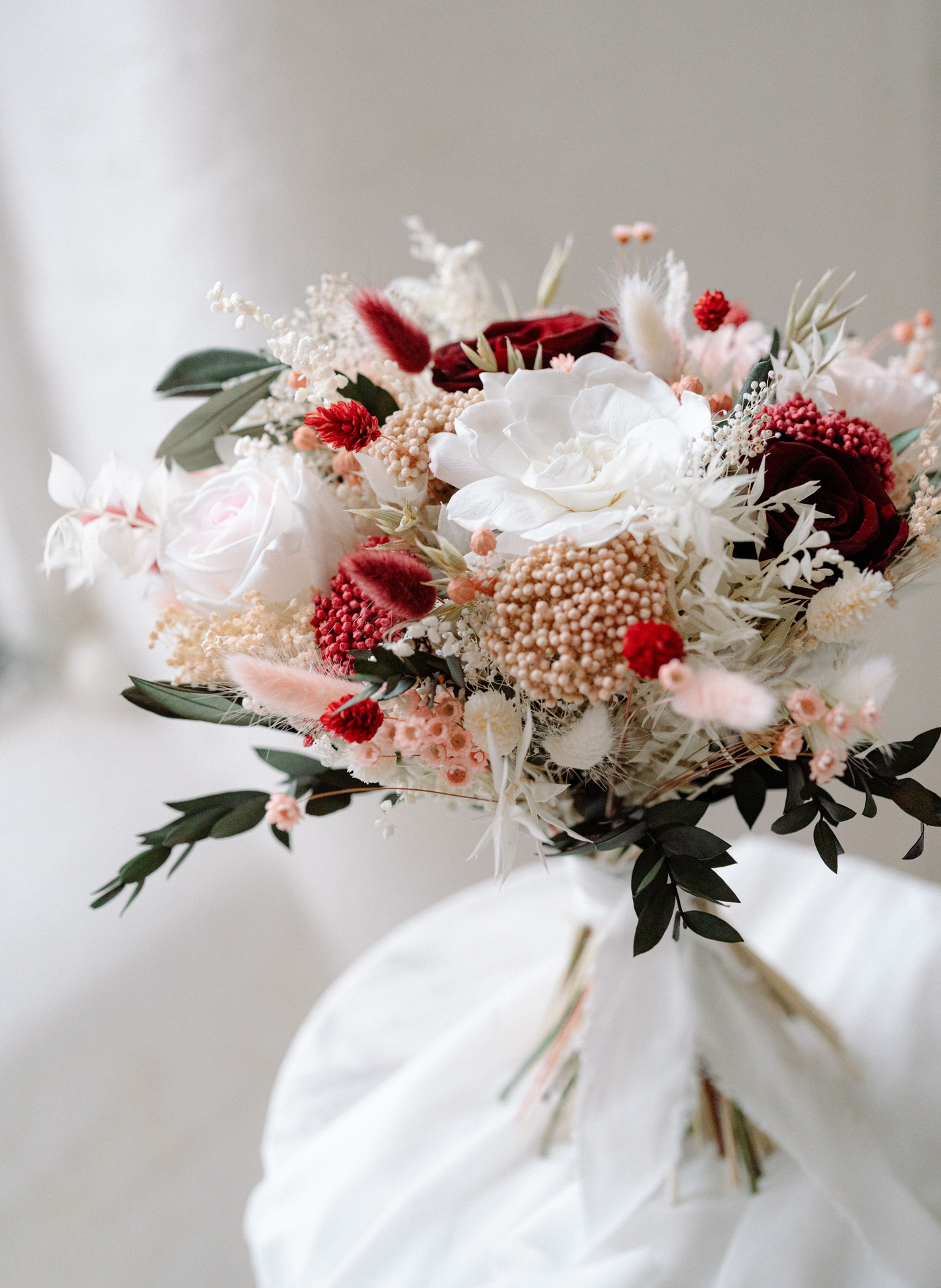 Amara Pink and Red Dried and Preserved Bridal Bouquet 3