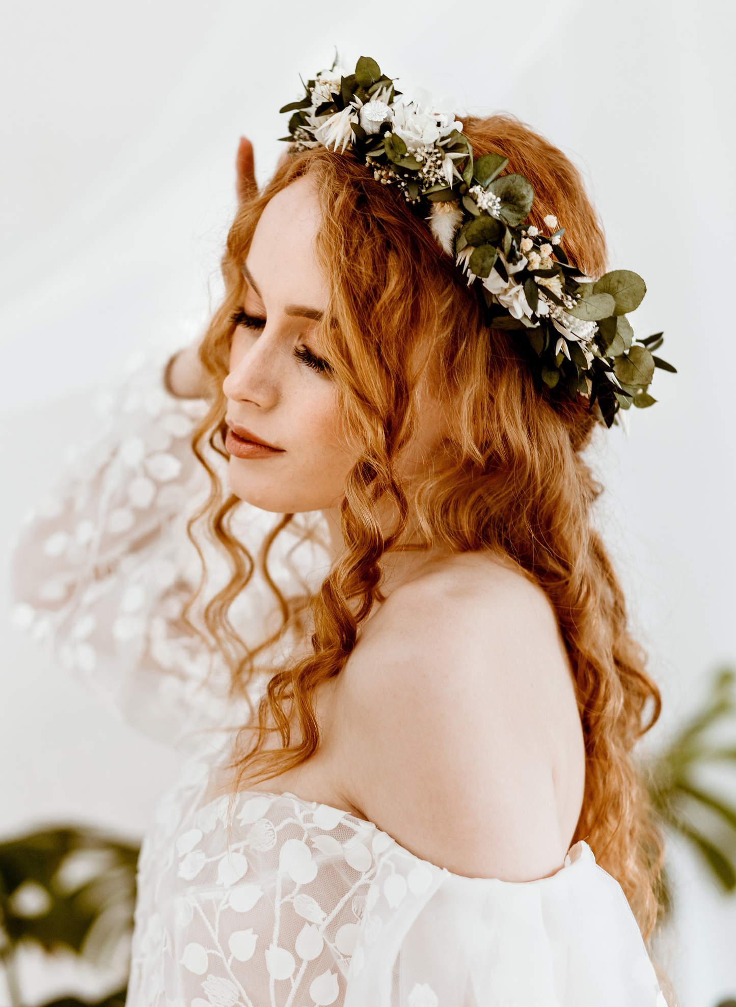Aphrodite Bridal Foliage Flower Crown Wedding Headband 1