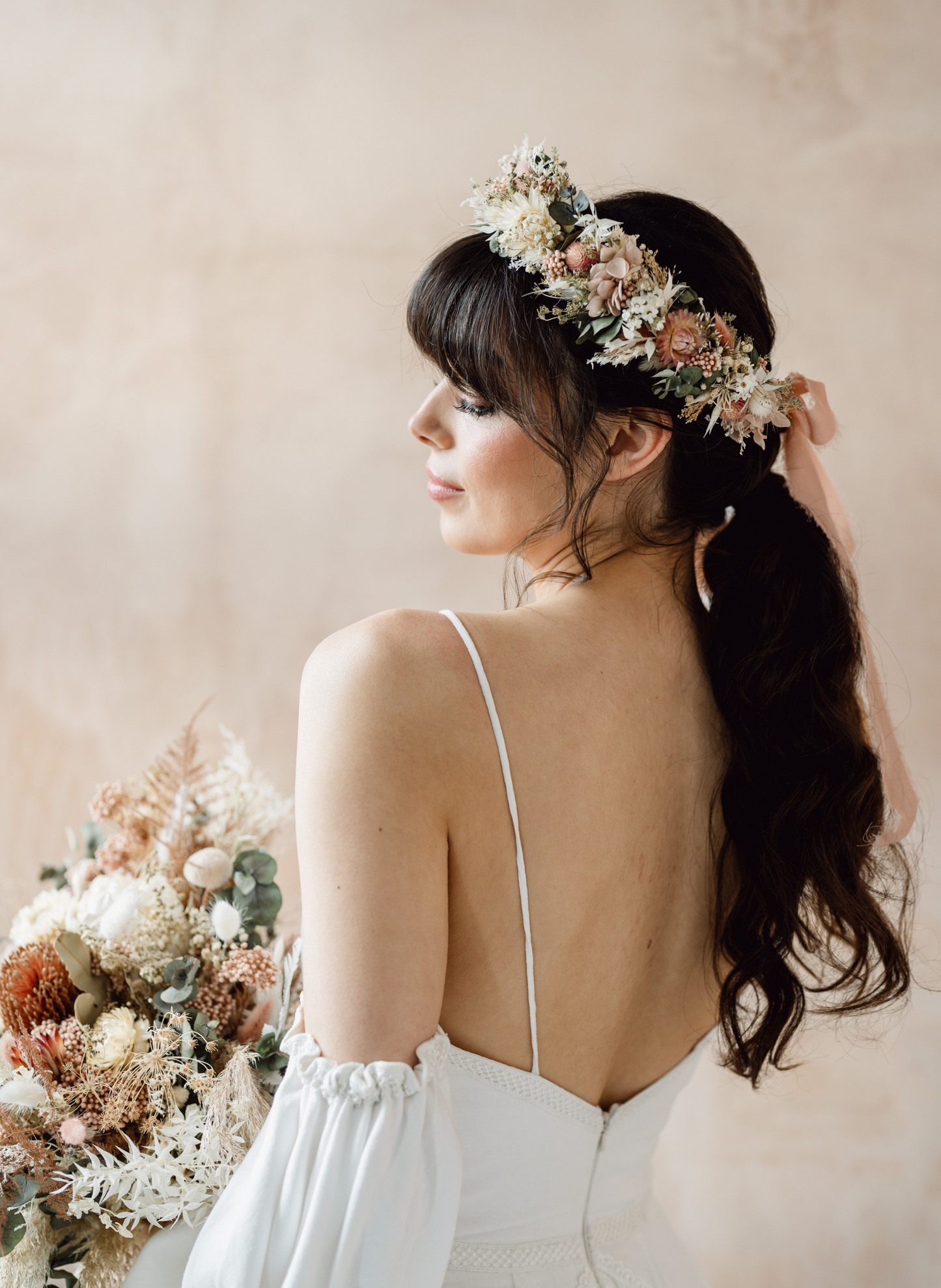 Arizona Bohemian Bridal Dried Flower Crown Wedding Headband 2