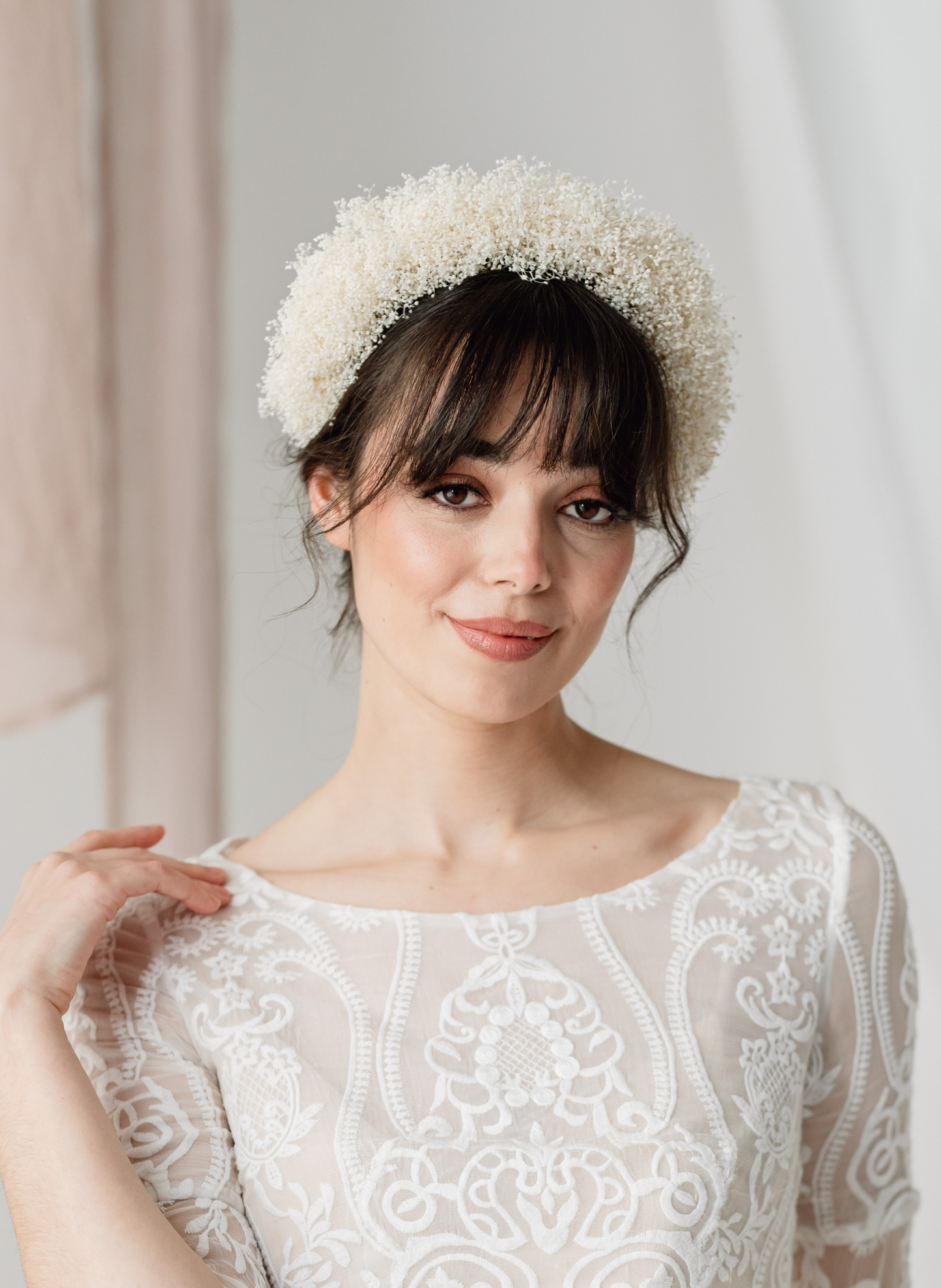 Aster Gypsophila “Cloud” Wedding Flower Crown Headband 1