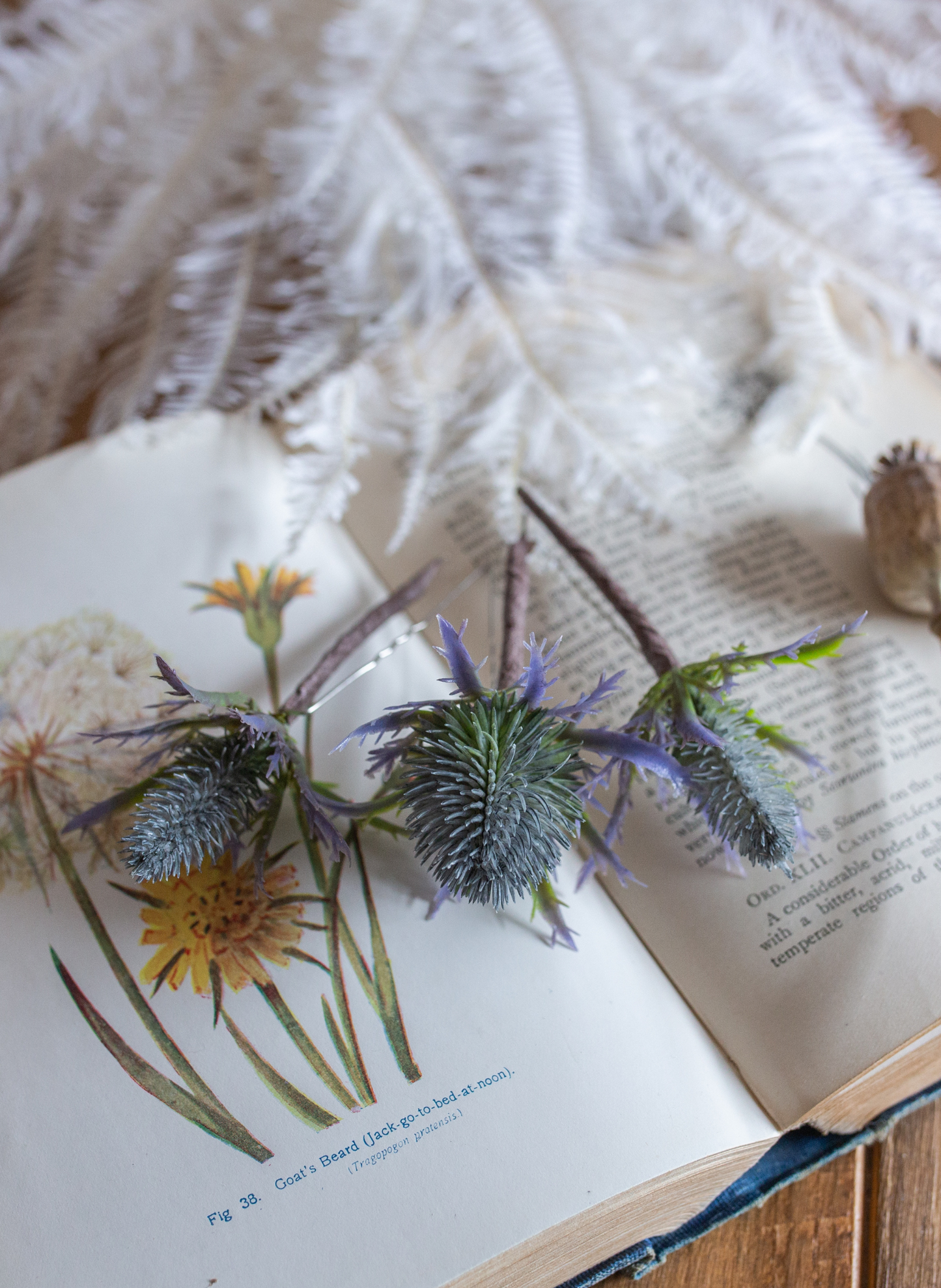 Astrid Blue Sea Holly Thistle Wedding Hair Pin 1
