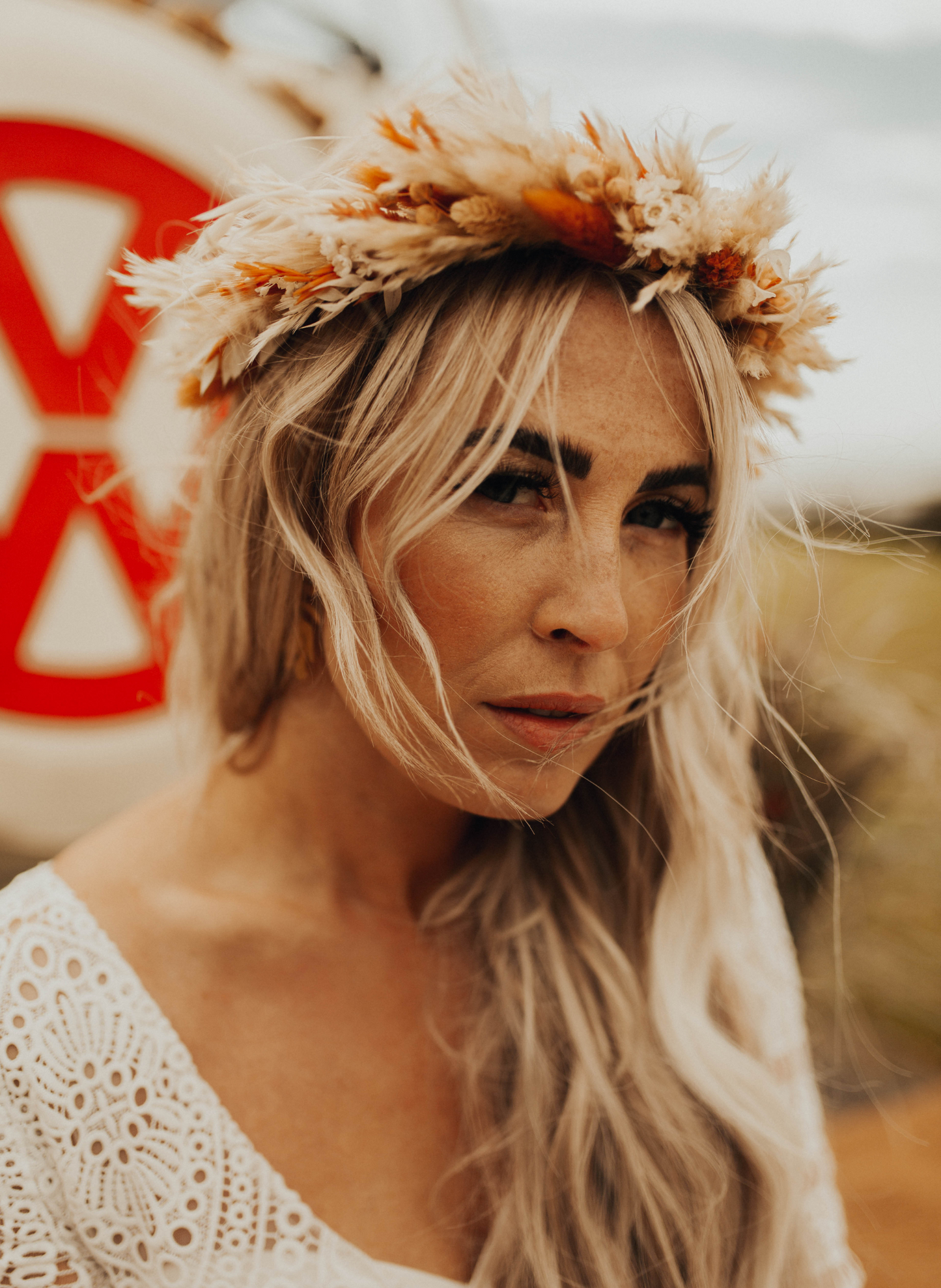 Athena Autumnal Dried Flower Crown Wedding Headband 1