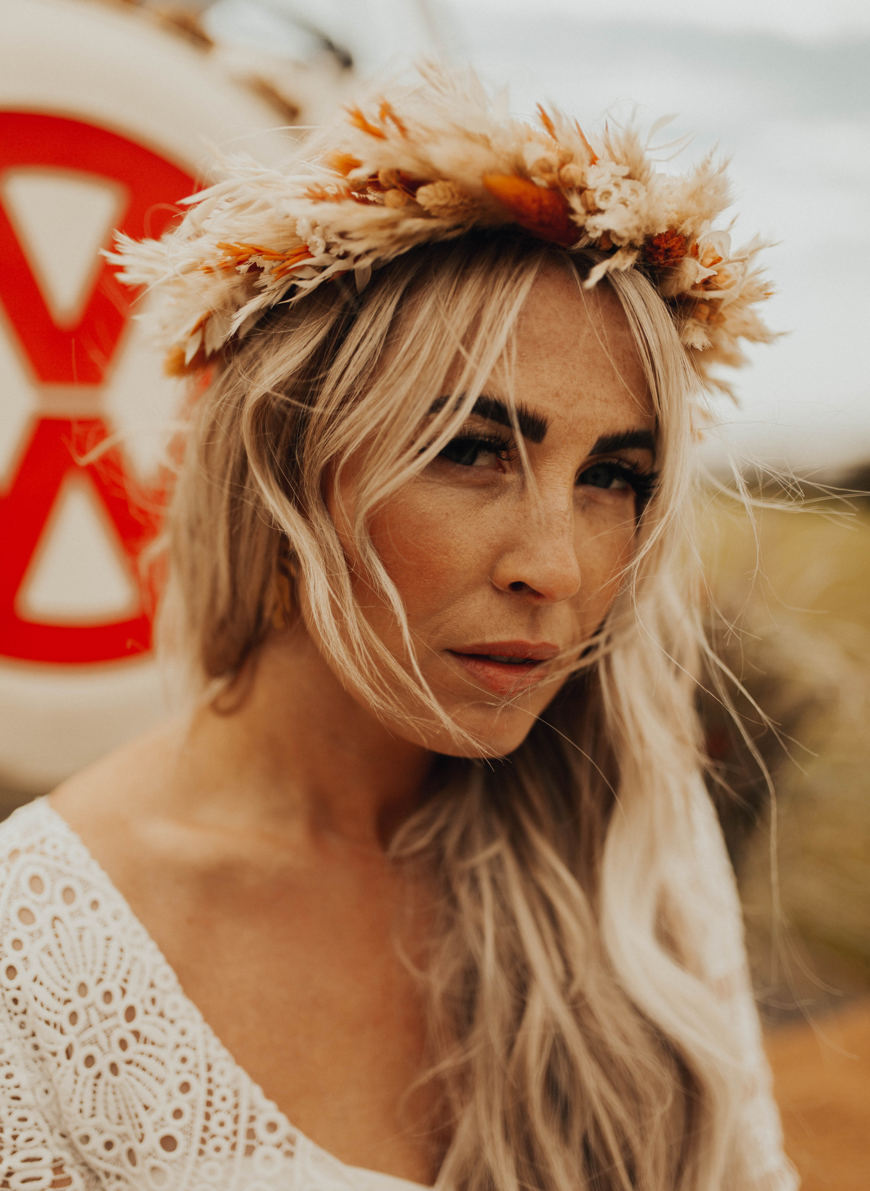 Athena Autumnal Dried Flower Crown Wedding Headband 1