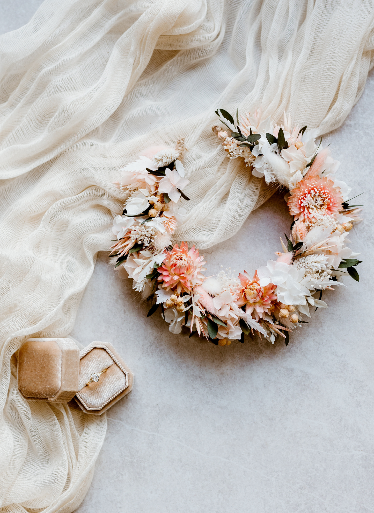 Aurora Pink Wedding Dried Flower Crown Bridal Headband 2