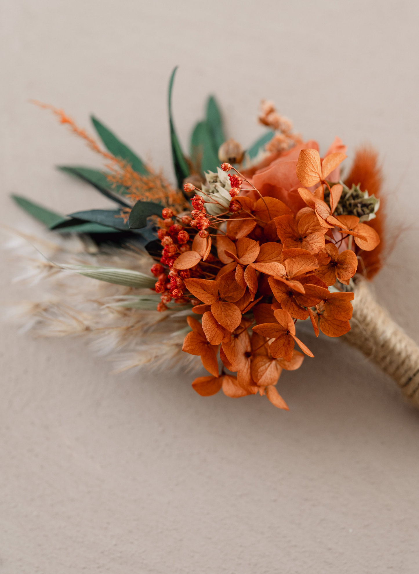 Autumnal Terracotta Preserved Rose Button Hole Boutonniere 1