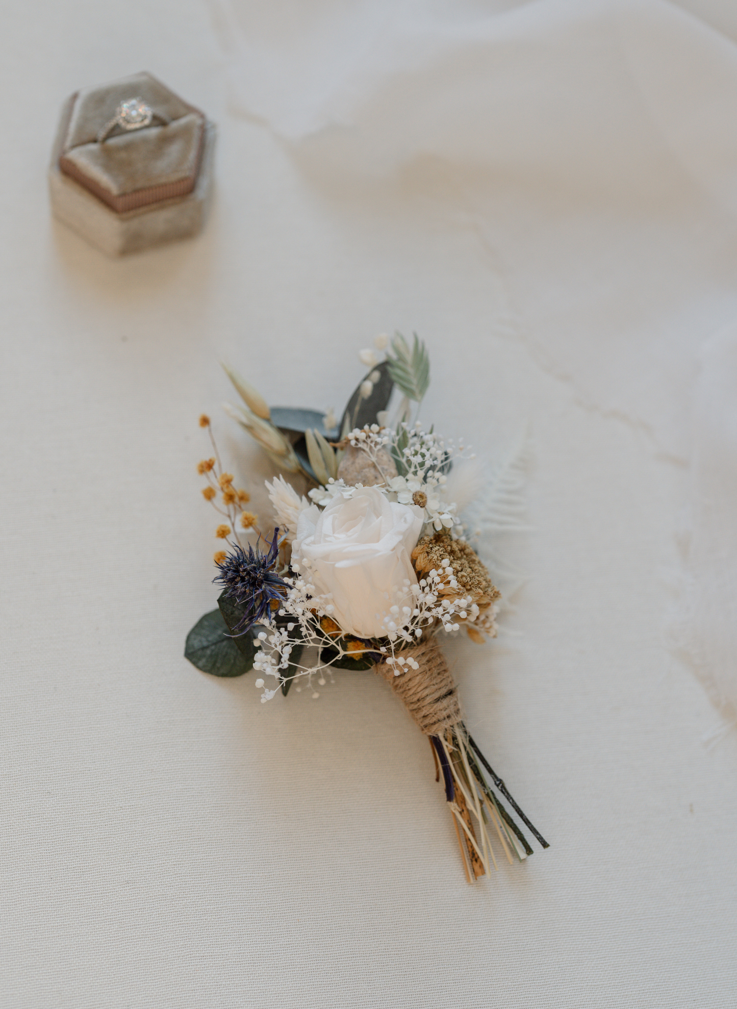 Blair Thistle Wedding Dried Flower Buttonhole/ Boutonnière