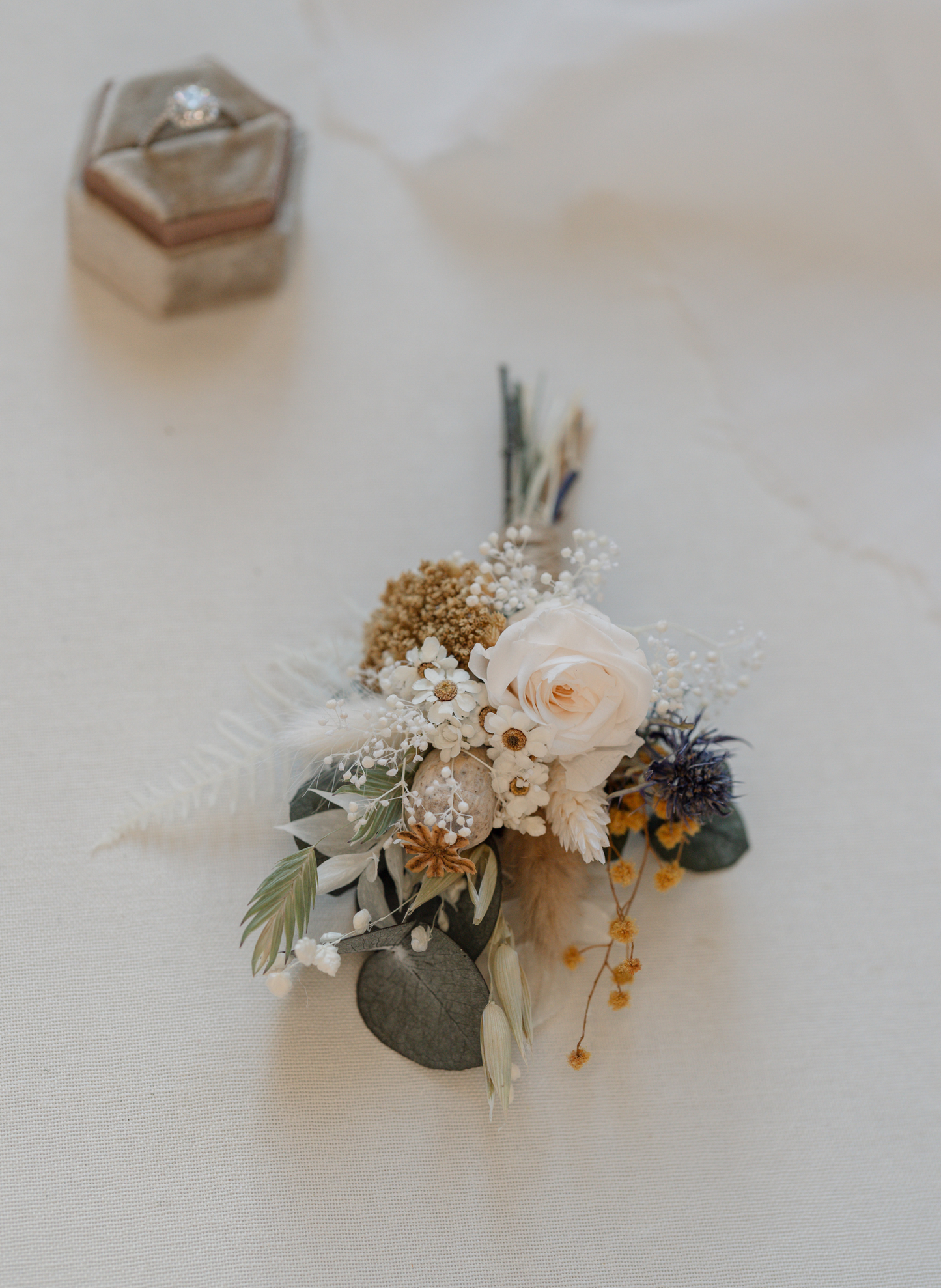 Blair Thistle Wedding Dried Flower Buttonhole/ Boutonnière 1