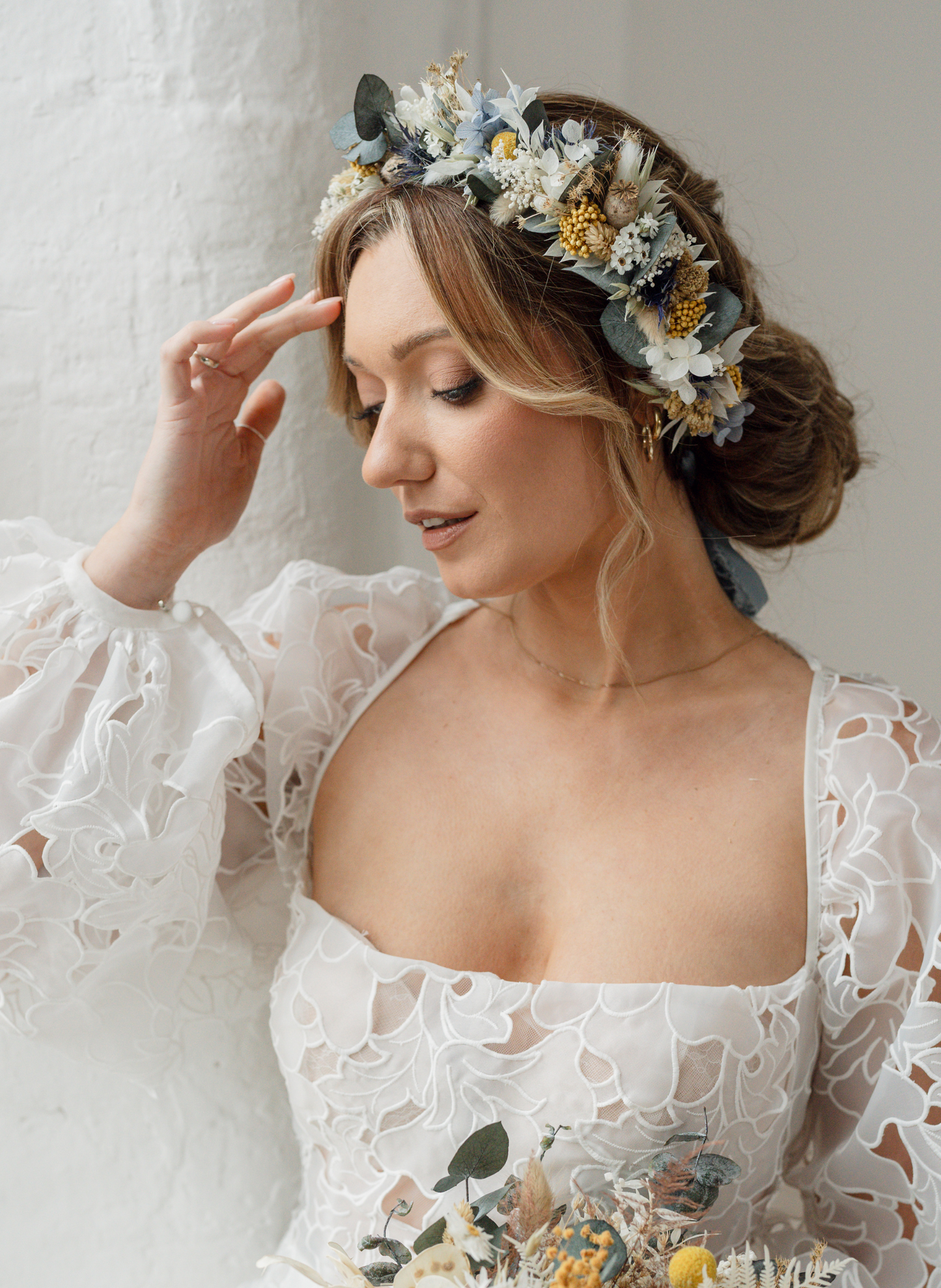 Blair Thistle Wedding Dried Flower Crown Wedding Headband 1
