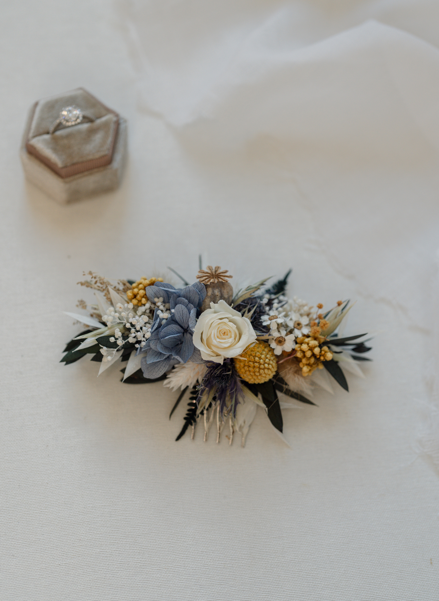 Blair Thistle Wedding Dried Flower Hair Comb 1
