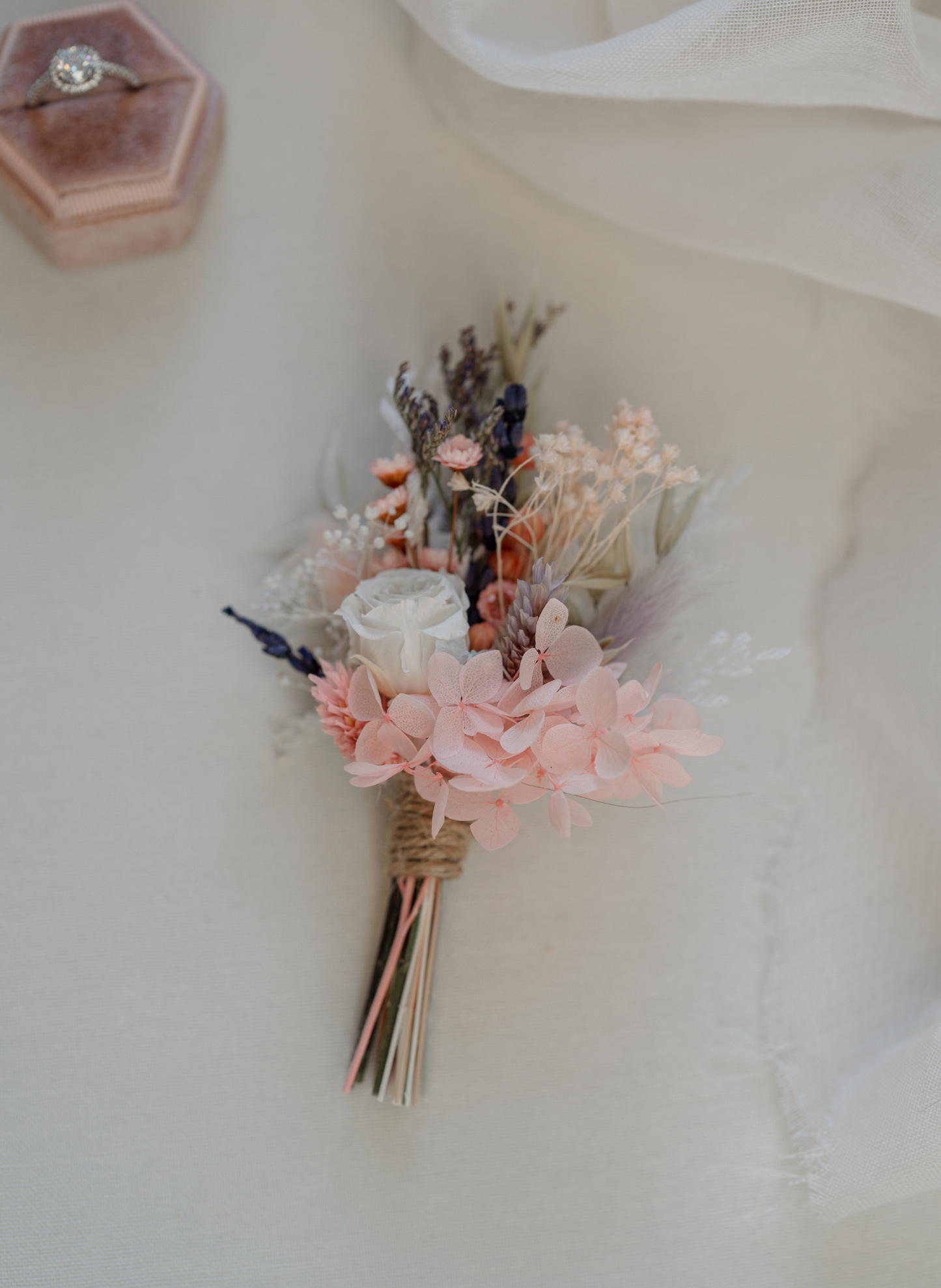 Blossom Pastel Wedding Dried Flower Buttonhole/ Boutonnière