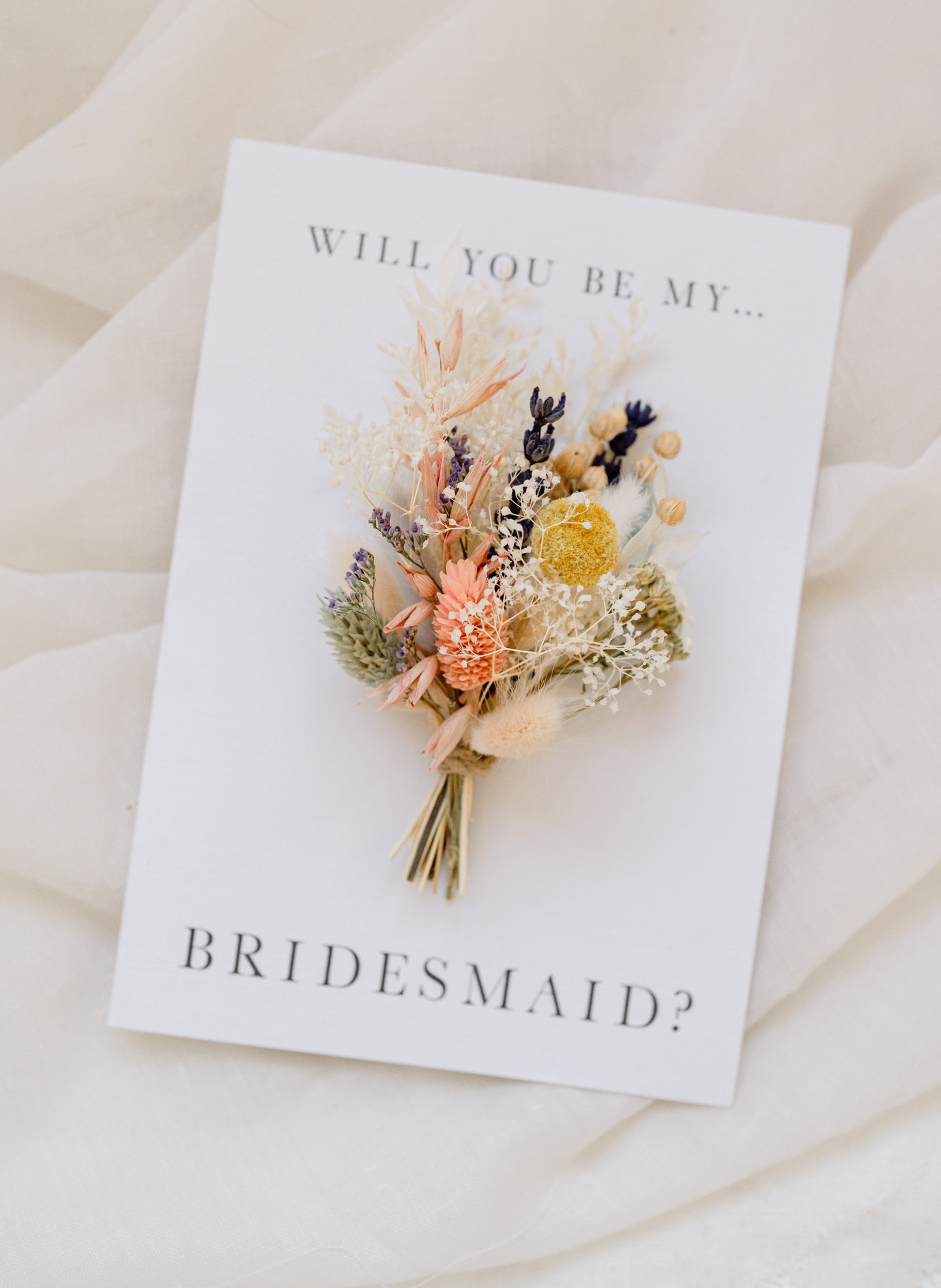 Bridesmaid Flower Girl Proposal Dried Flower Bunch Card