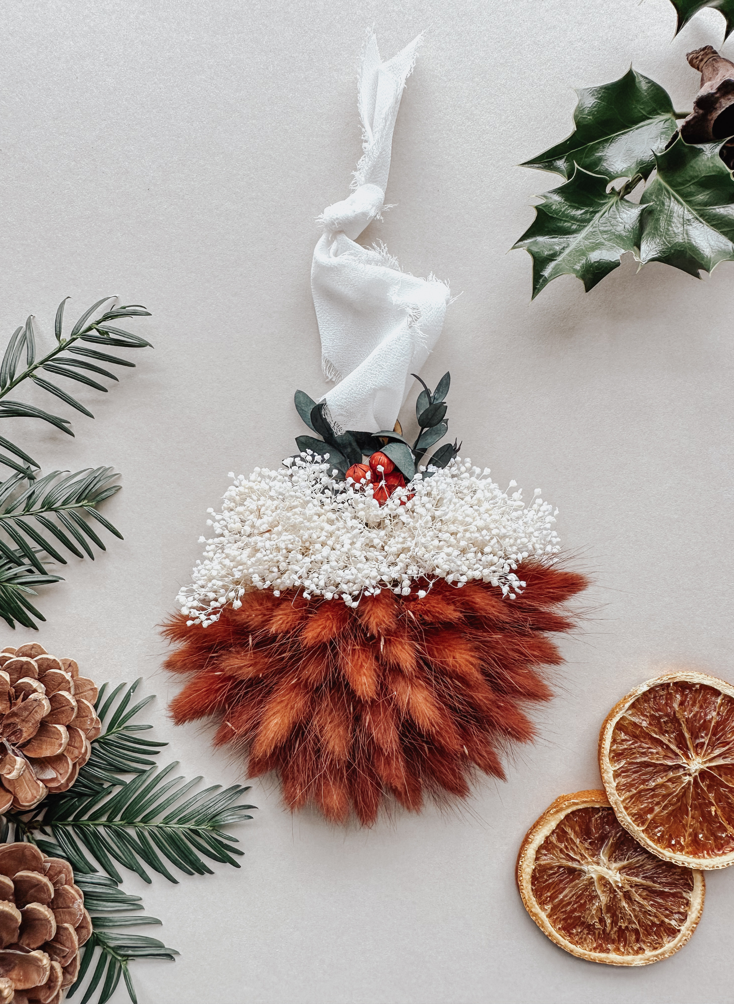 Christmas Figgy Pudding Dried Flower Bauble Decoration Ornament