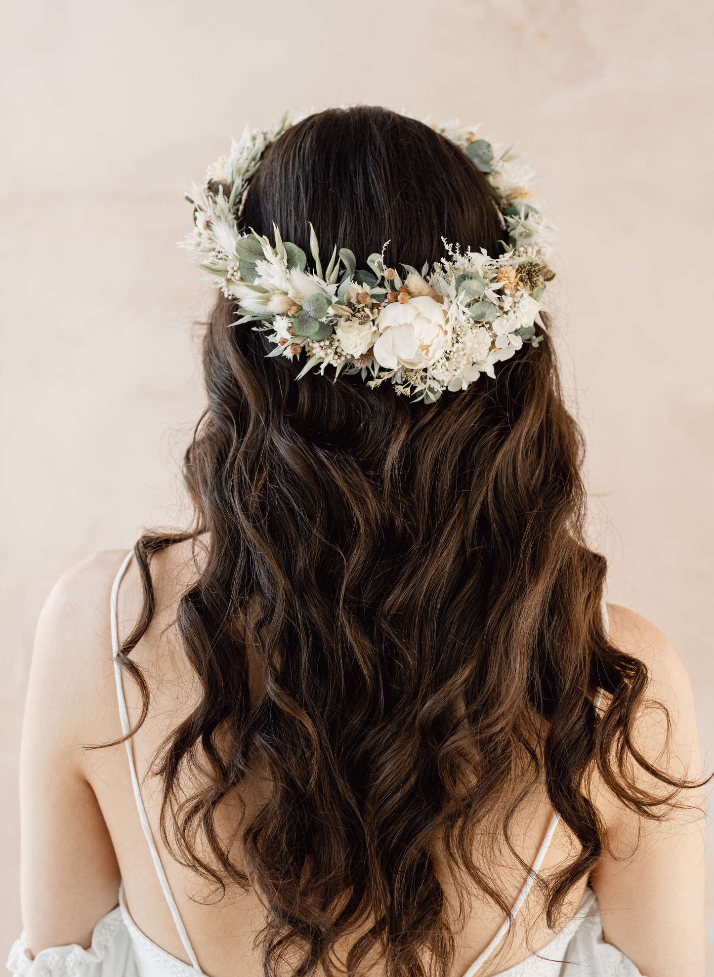Dakota Ivory and Sage Wedding Dried Flower Crown 1