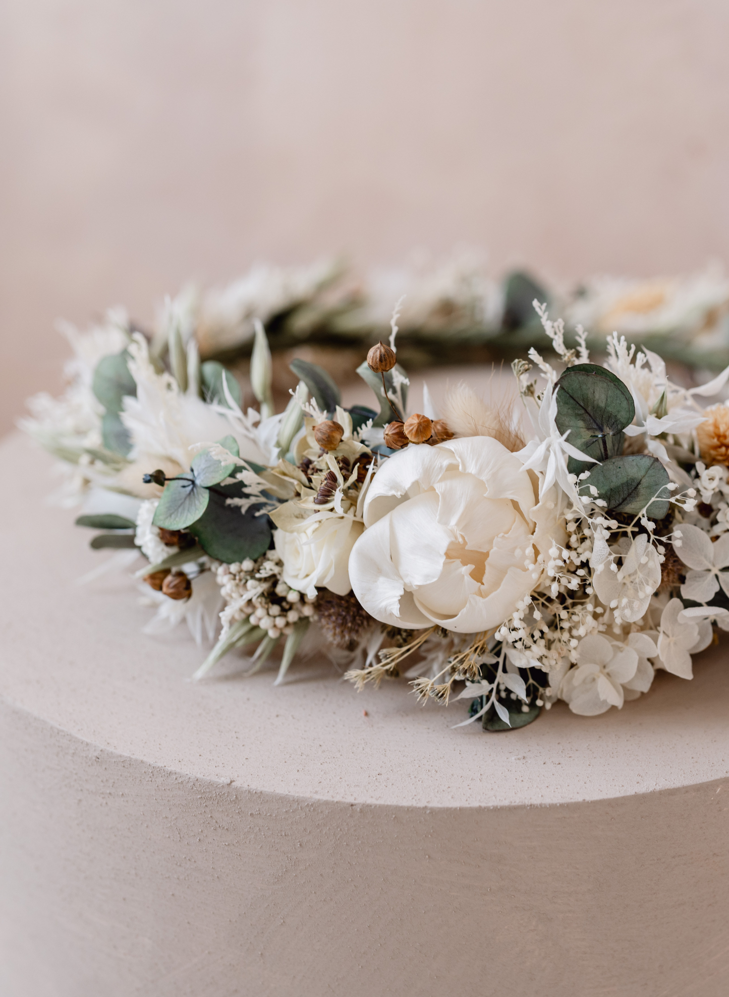 Dakota Ivory and Sage Wedding Dried Flower Crown 2