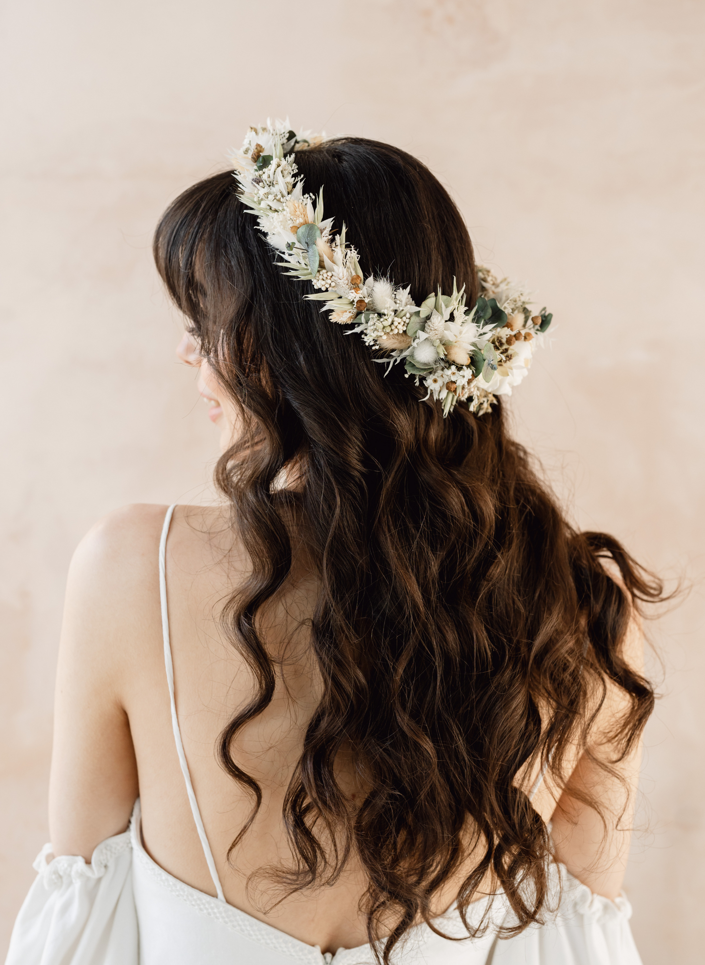 Dakota Ivory and Sage Wedding Dried Flower Crown 3