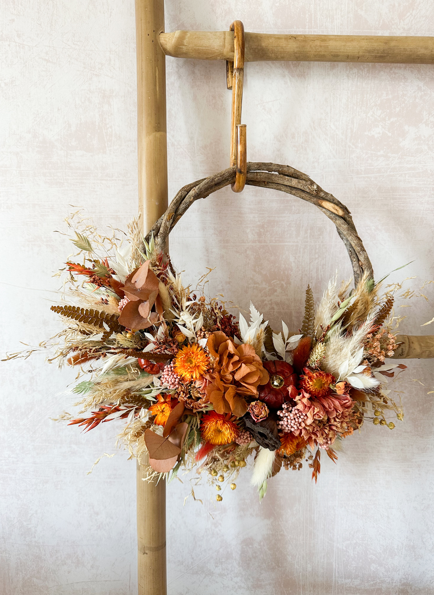 Dried Flower Autumnal Halloween Floral Asymmetric Wreath