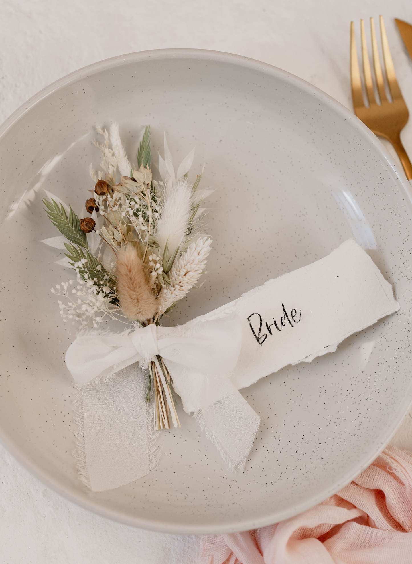 Dried Flower Wedding Favour Mini Bunches With Rustic Name Card 1