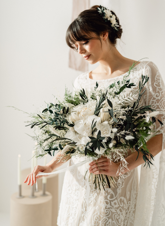 Eden Preserved Flower Flat Back Wedding Bridal Bouquet