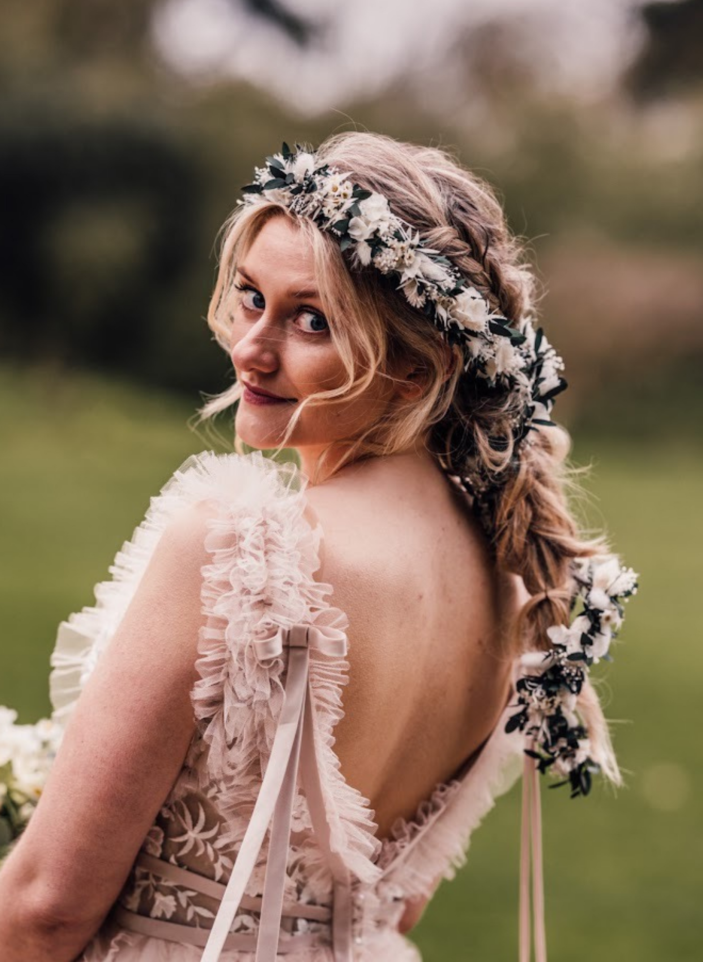 Ella Eucalyptus Dried Flower Bridal Wedding Hair Vine Accessory 1