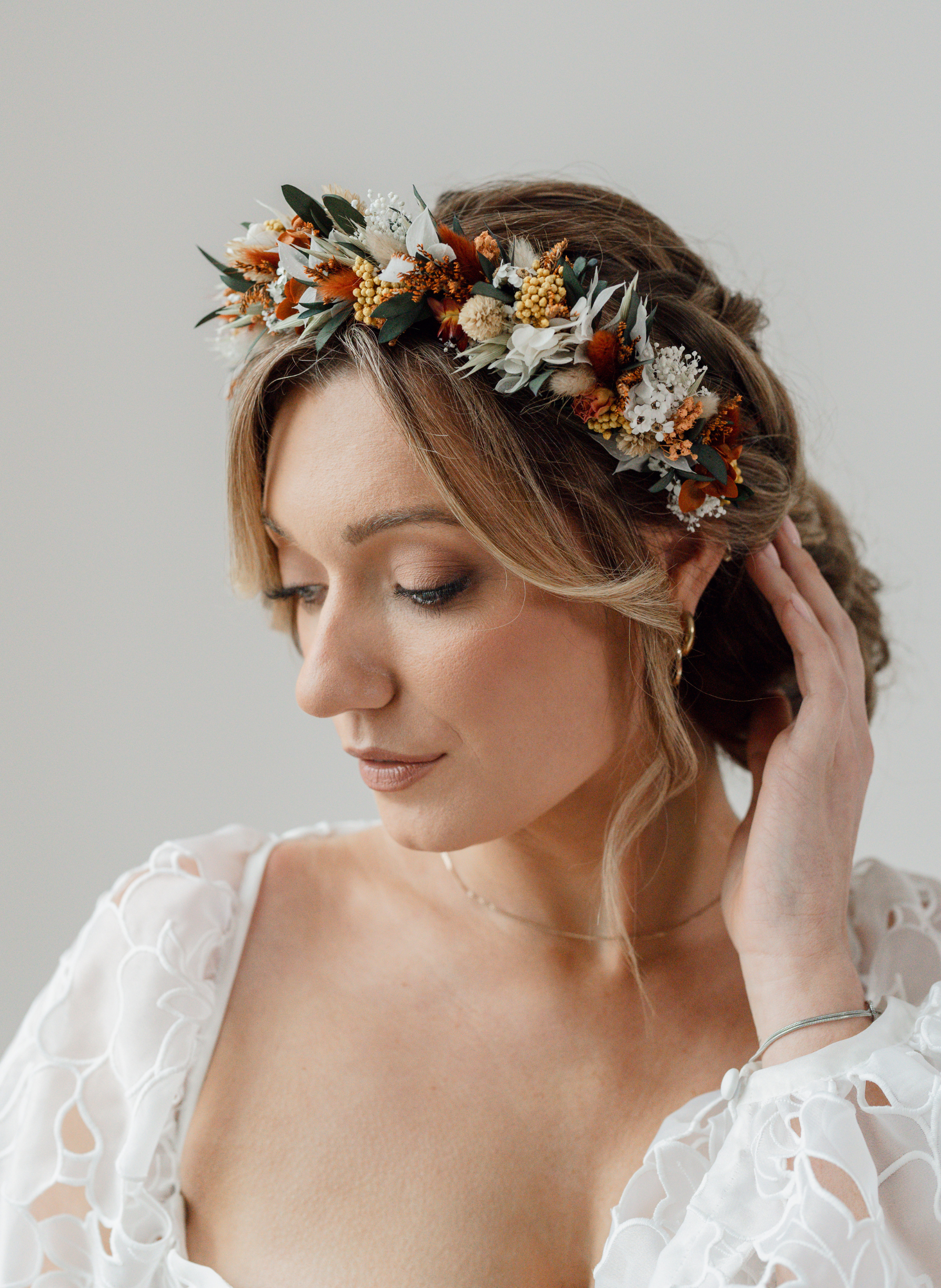 Ember Autumnal Bridal Dried Flower Crown Alice Headband