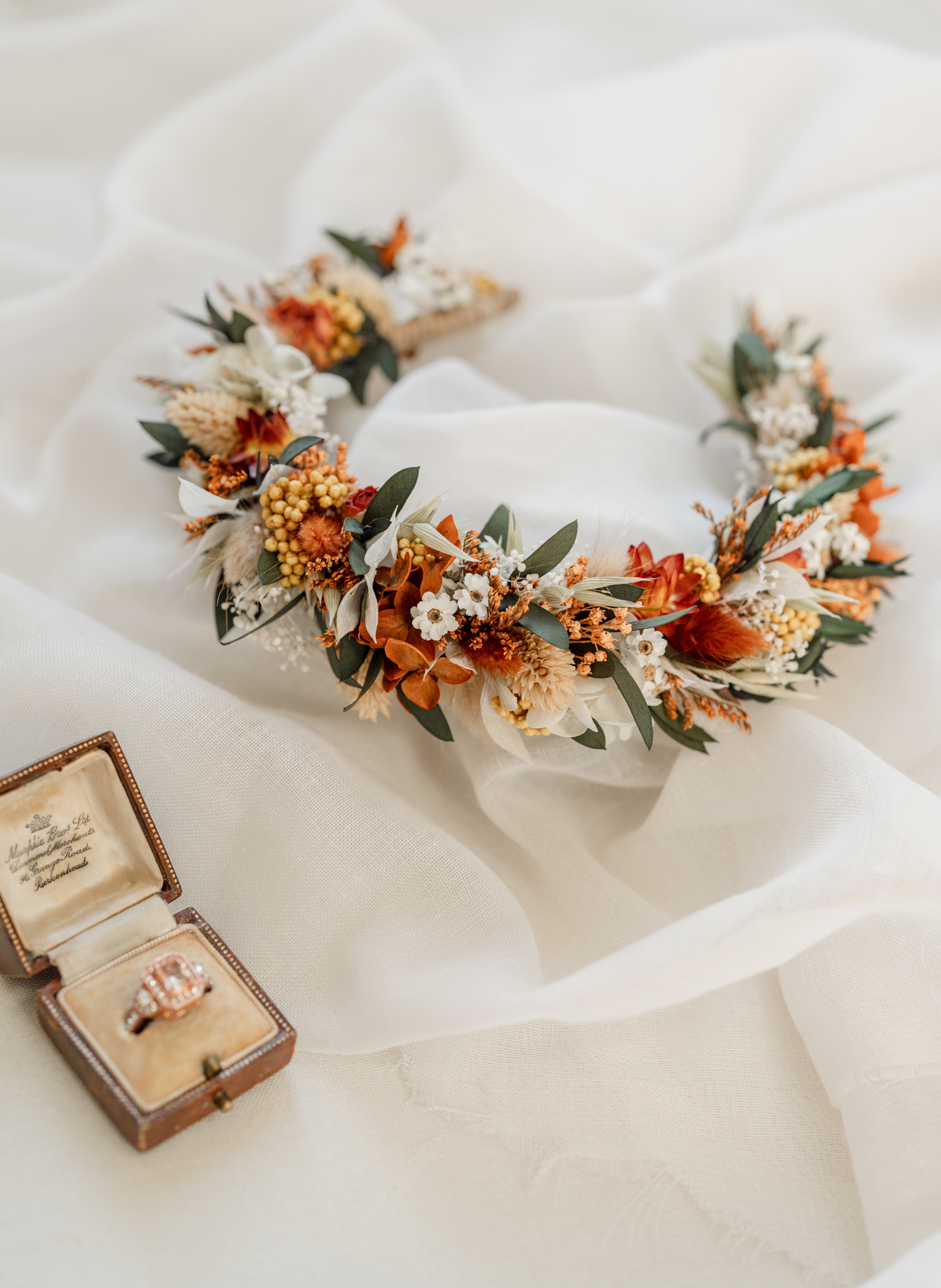 Ember Autumnal Bridal Dried Flower Crown Alice Headband 2