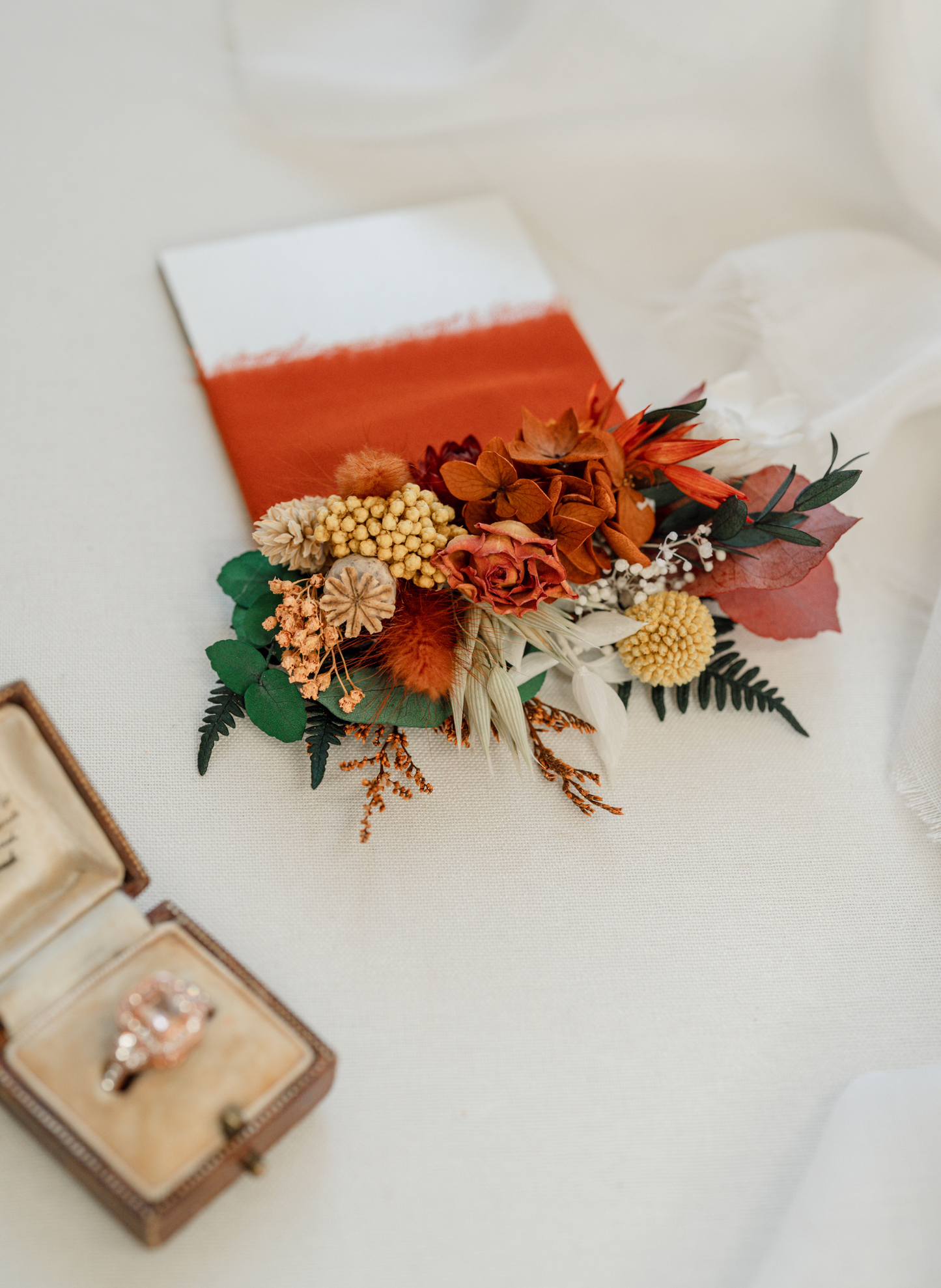 Ember Autumnal Dried Flower Wedding Pocket Square Meadow