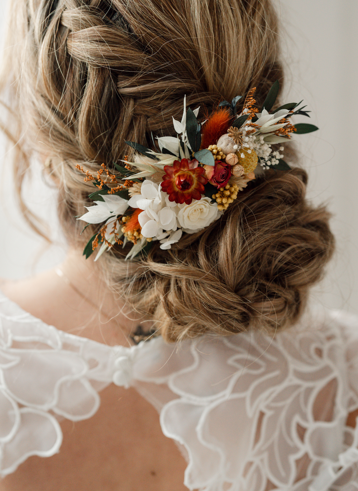 Ember Autumnal Wedding Dried flower Hair Clip