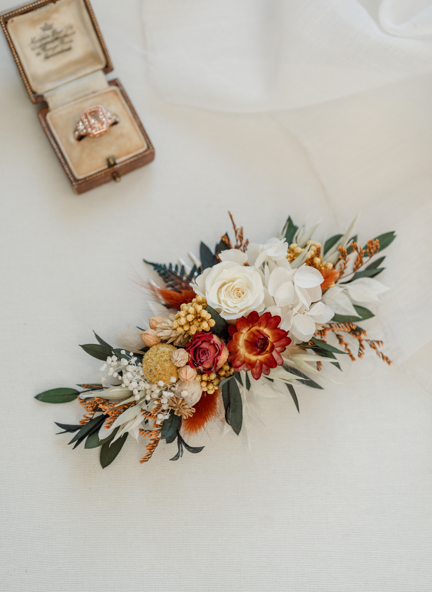 Ember Autumnal Wedding Dried flower Hair Clip 1