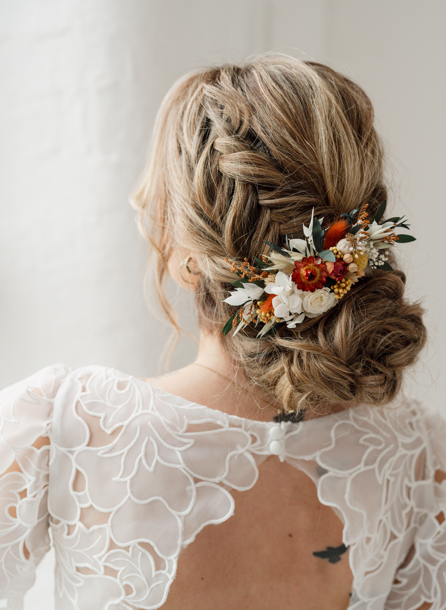 Ember Autumnal Wedding Dried flower Hair Clip 2