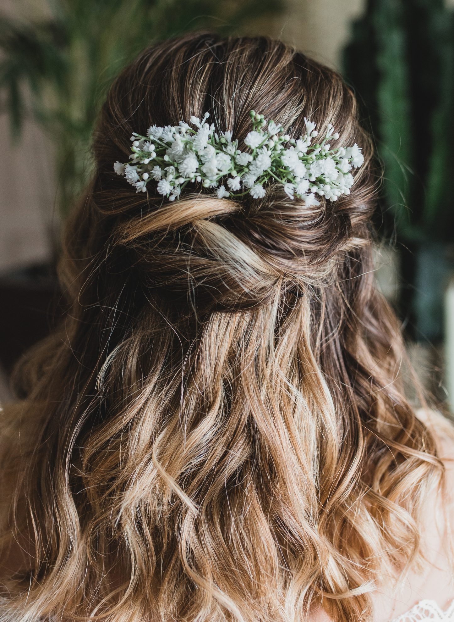 Eva Gypsophila Babies Breath Wedding Bridal Flower Hair Comb 1