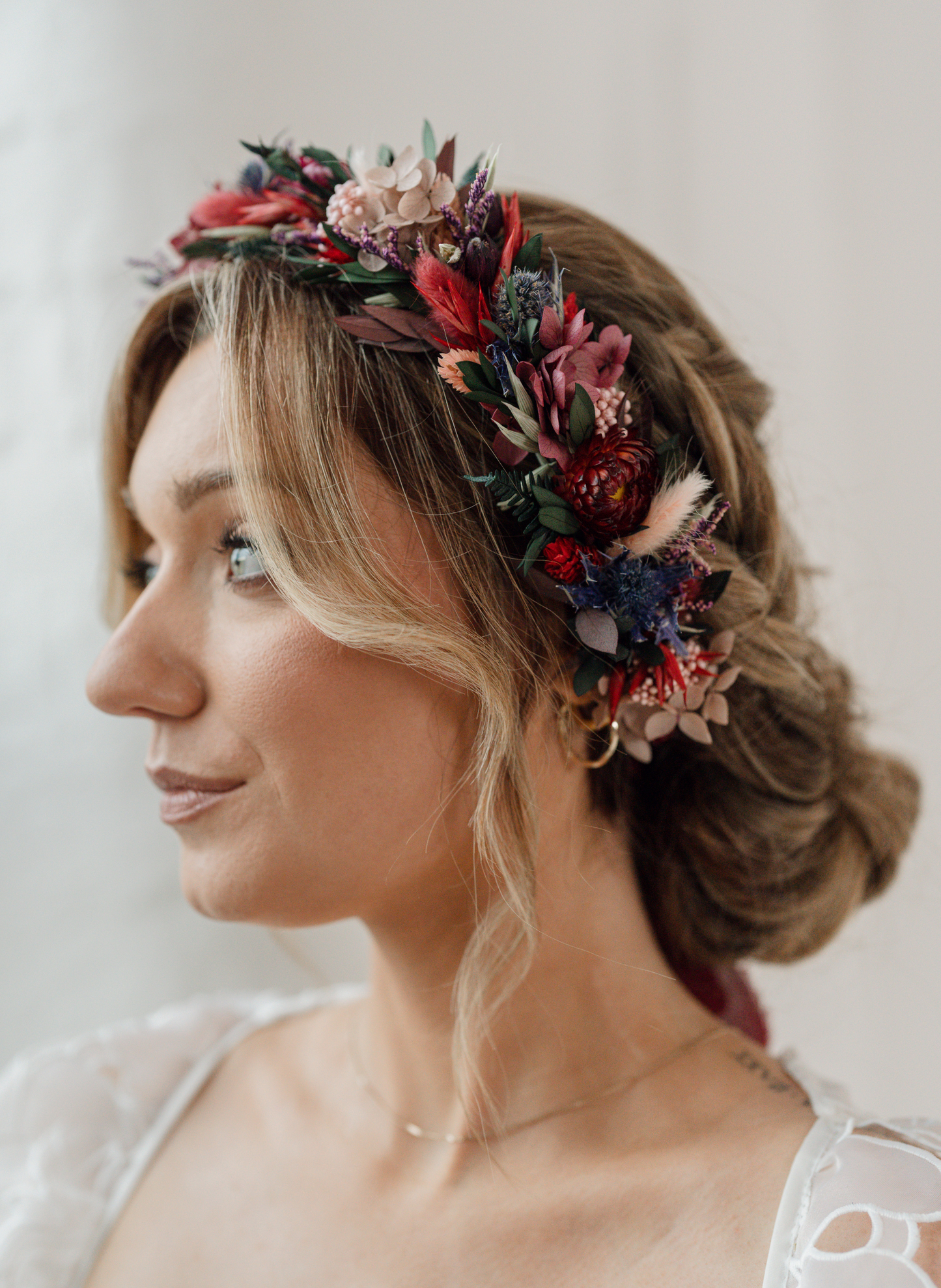 Fawn Jewel Tone Wedding Dried Flower Crown Headband