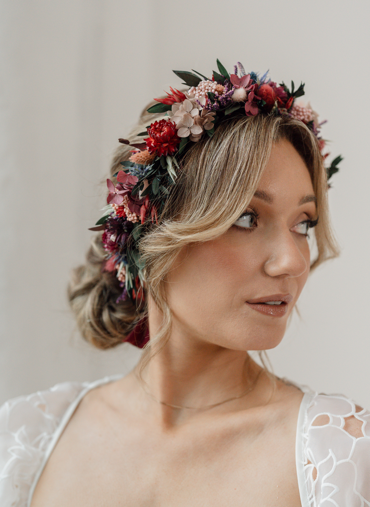 Fawn Jewel Tone Wedding Dried Flower Crown Headband 2