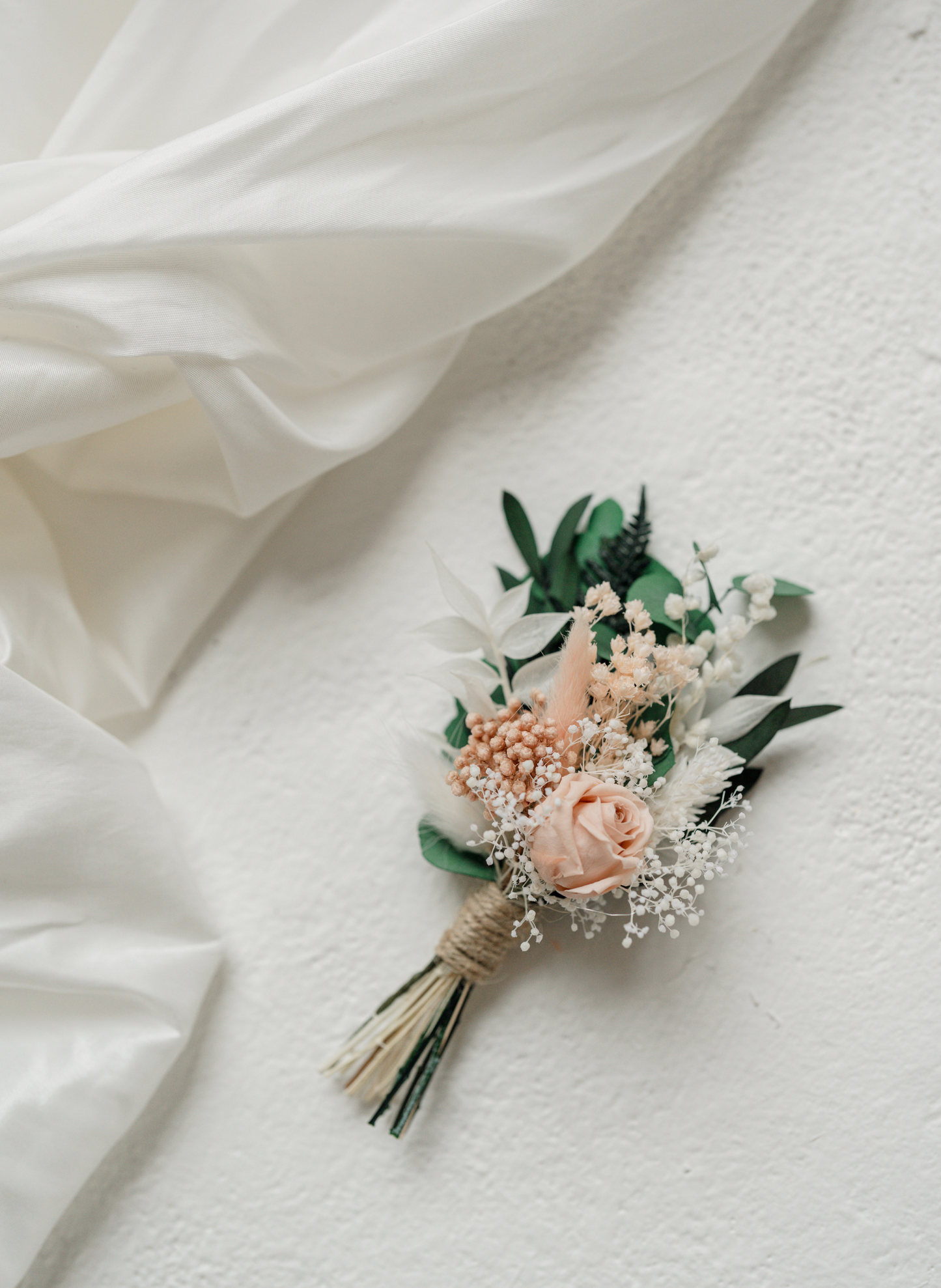 Felicity Pale Pink Wedding Dried Flower Buttonhole/ Boutonnière 1