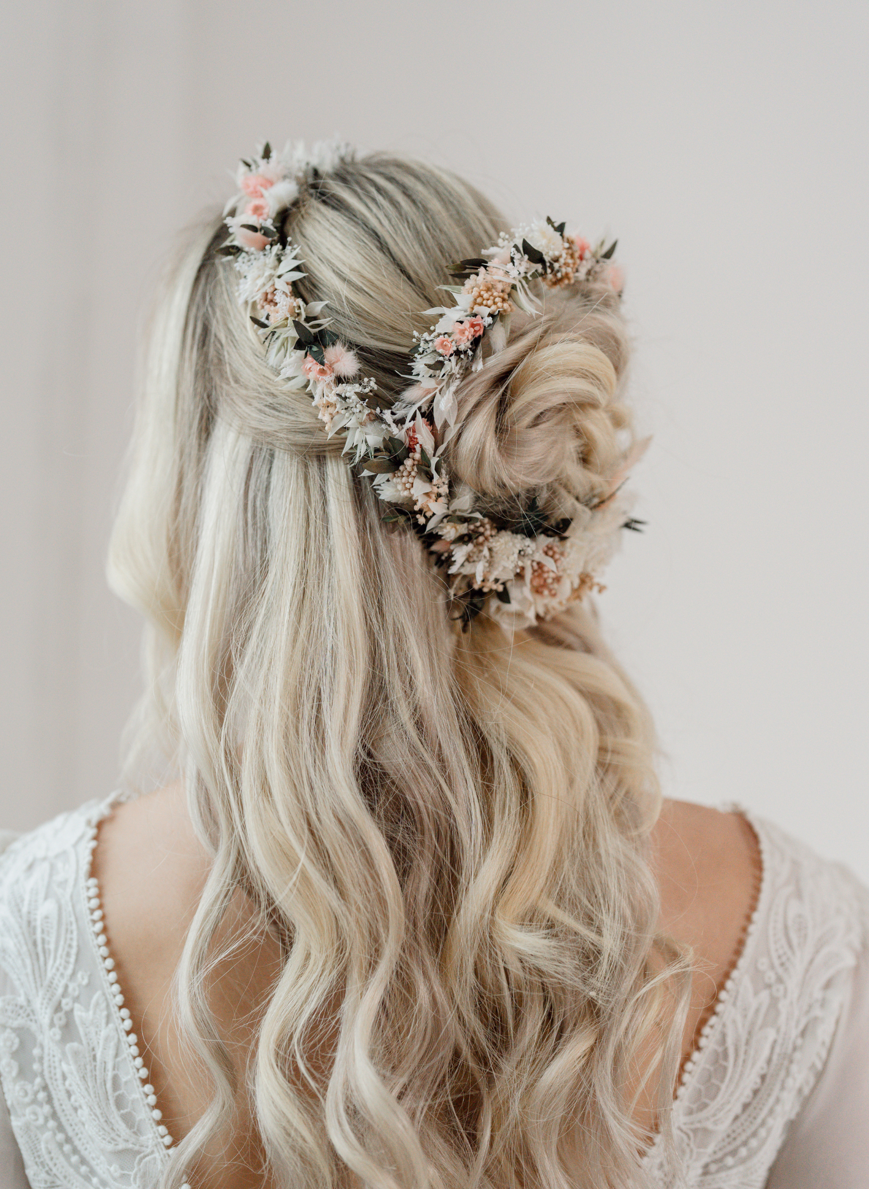 Felicity Pale Pink Wedding Dried Flower Crown Headband