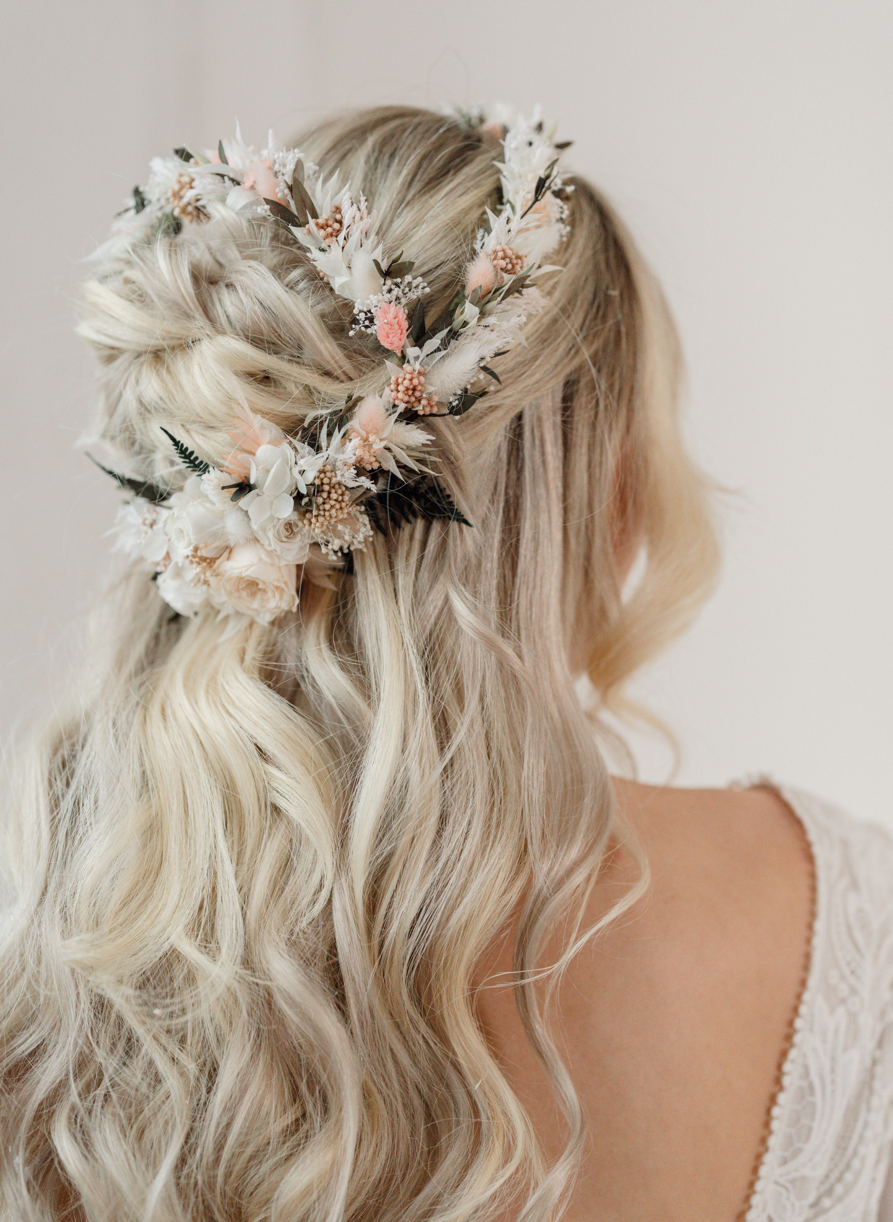 Felicity Pale Pink Wedding Dried Flower Crown Headband 1