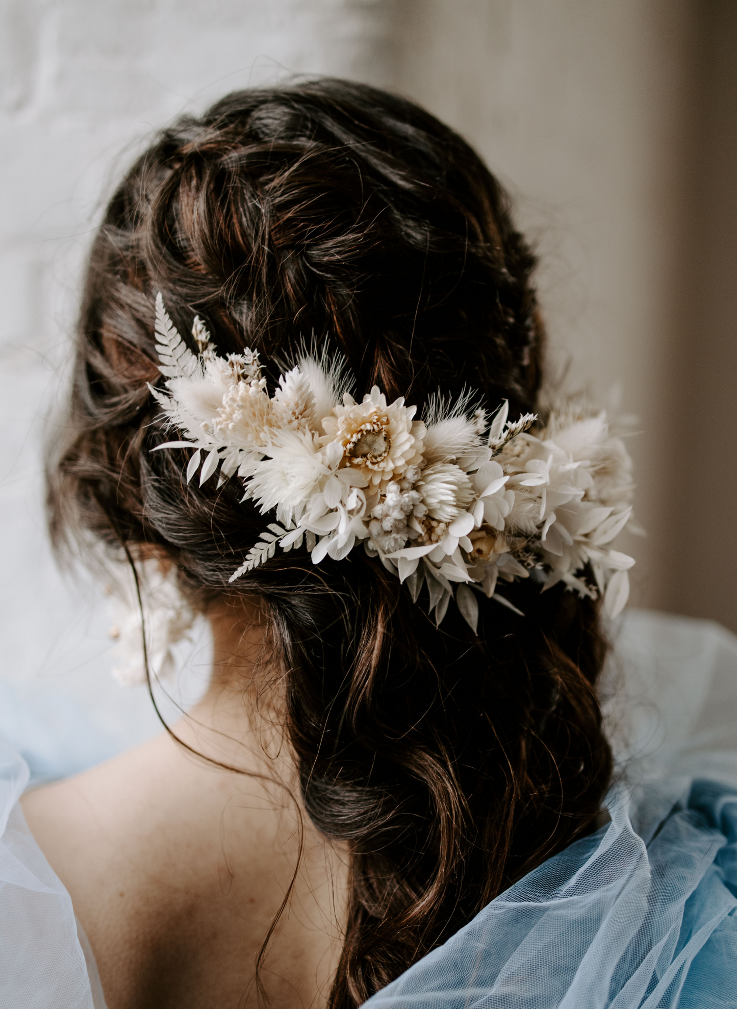 Gigi Half Crown Dried Flower Bridal Wedding Headpiece
