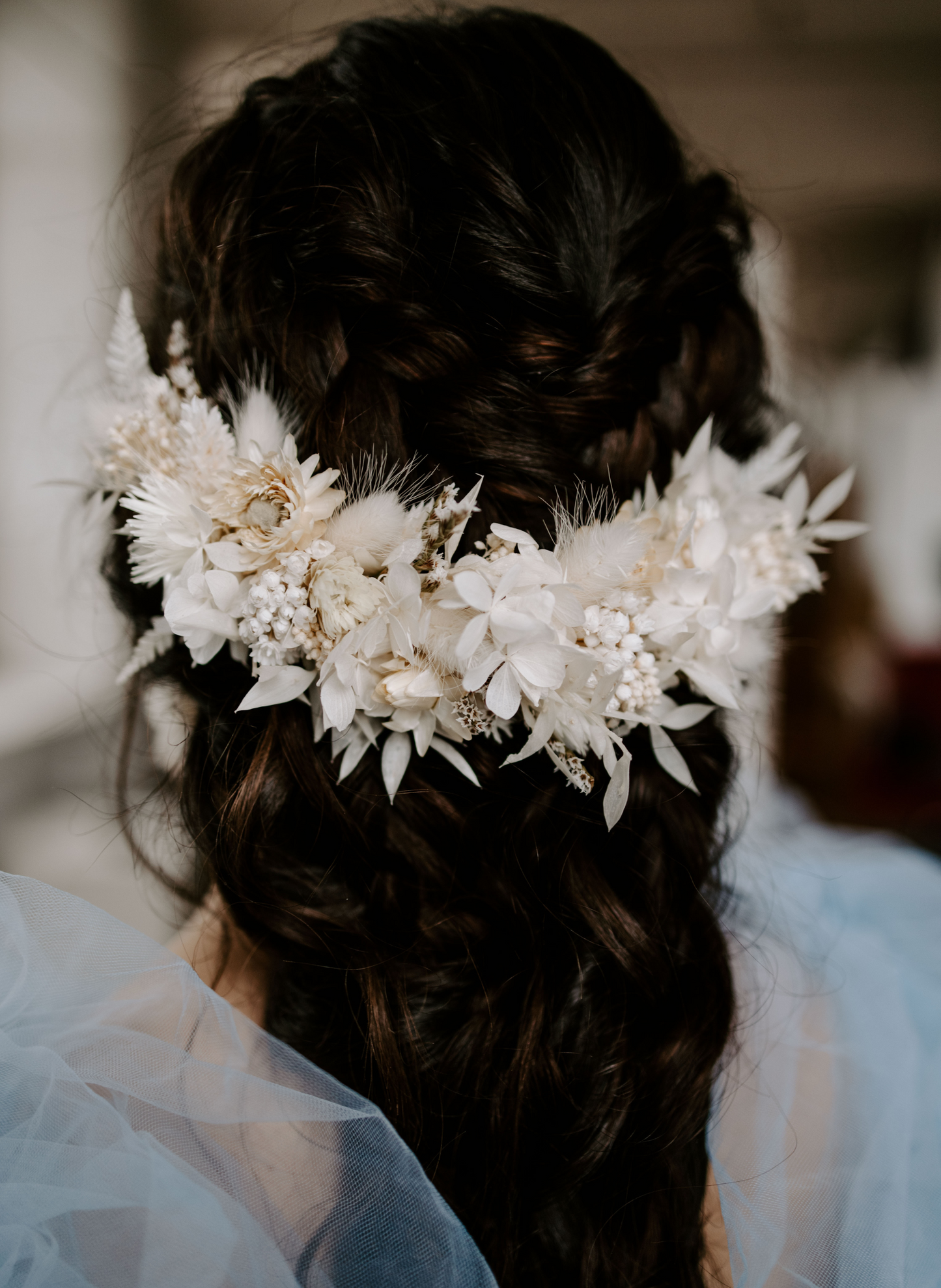 Gigi Half Crown Dried Flower Bridal Wedding Headpiece 1