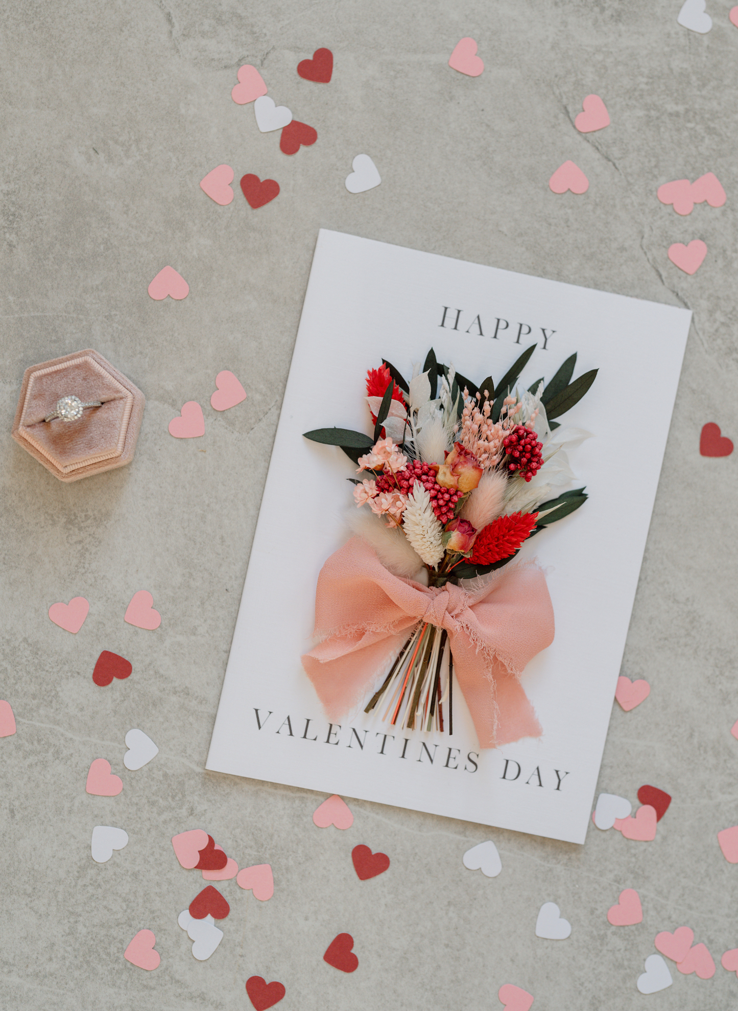 Happy Valentines Day Dried Flower Bunch Greetings Card.