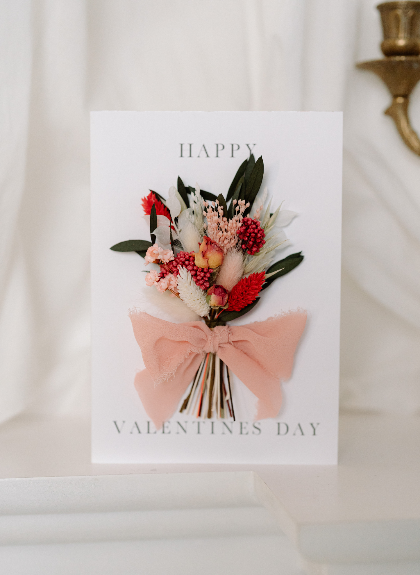 Happy Valentines Day Dried Flower Bunch Greetings Card 2