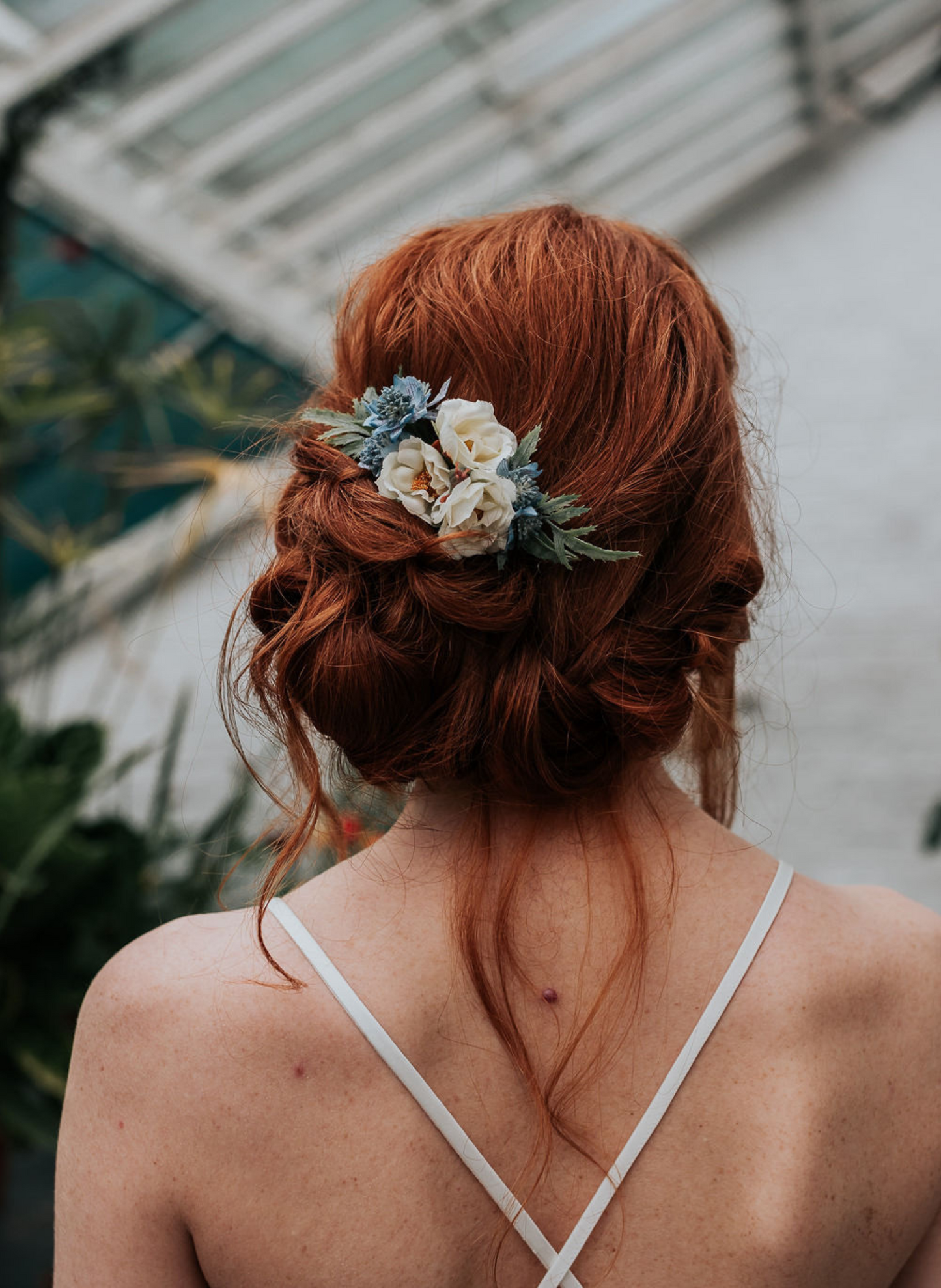 Lara Blue Wild Rose Wedding Flower Bridal Hair Comb