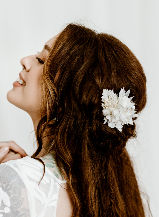 Margo White Rose Wedding Bridal Hair Clip