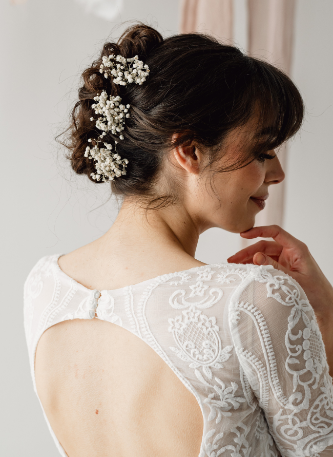 Marley Preserved Gypsophila Babies Breath Wedding Hair Pins