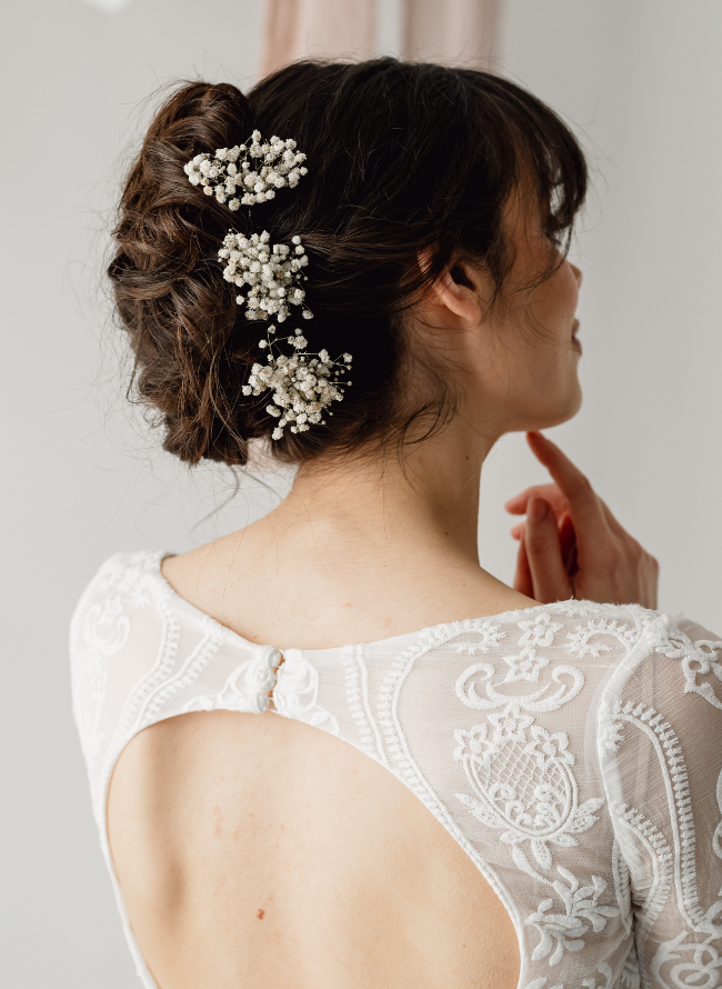 Marley Preserved Gypsophila Babies Breath Wedding Hair Pins 1
