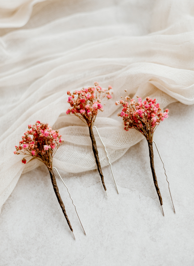 Marley Preserved Gypsophila Babies Breath Wedding Hair Pins 4
