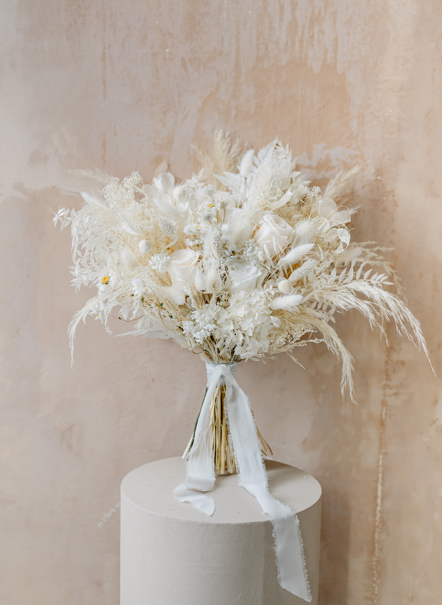 Matilda Ivory Dried Flower Flat Back Bridal Wedding Bouquet 2