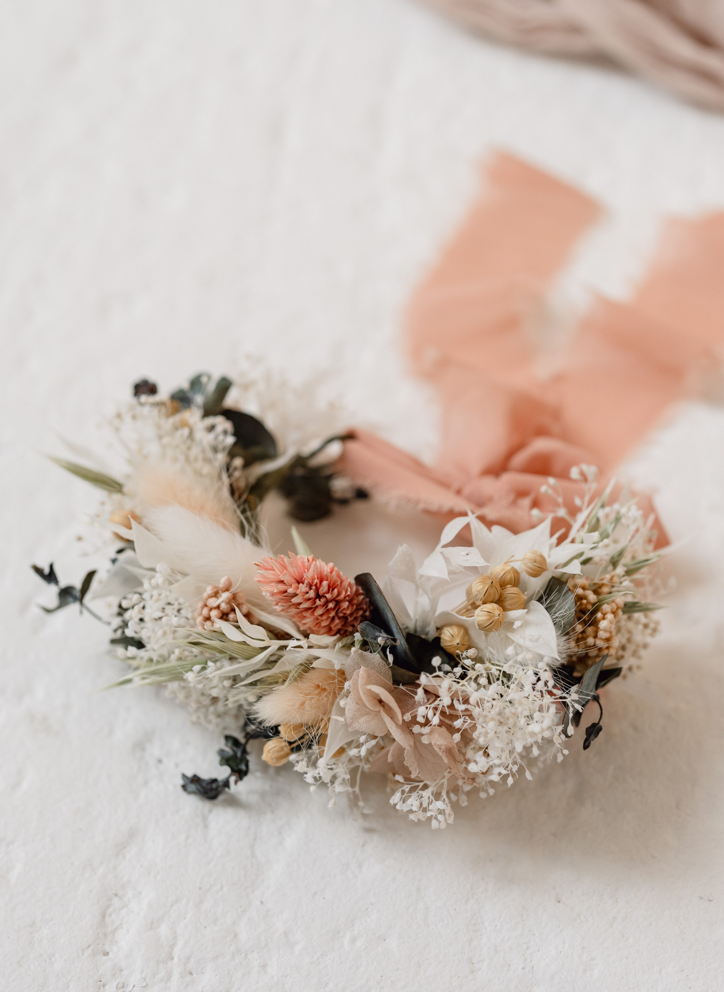 Maya Dusky Pink Wedding Dried Flower Bridesmaid Corsage Bracelet 1