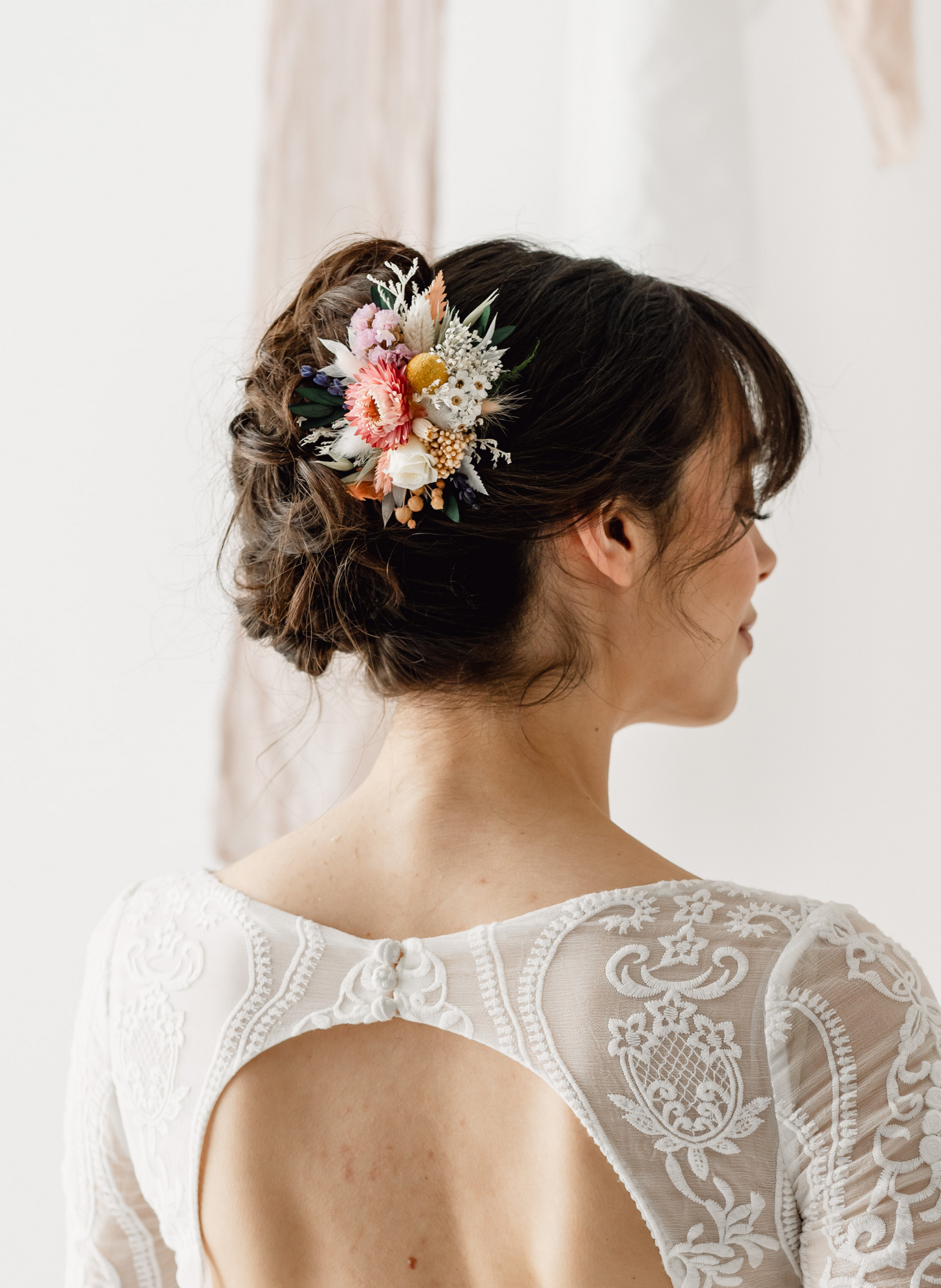 Melody Pastel Dried Flower Wedding Bridal Hair Clip 1