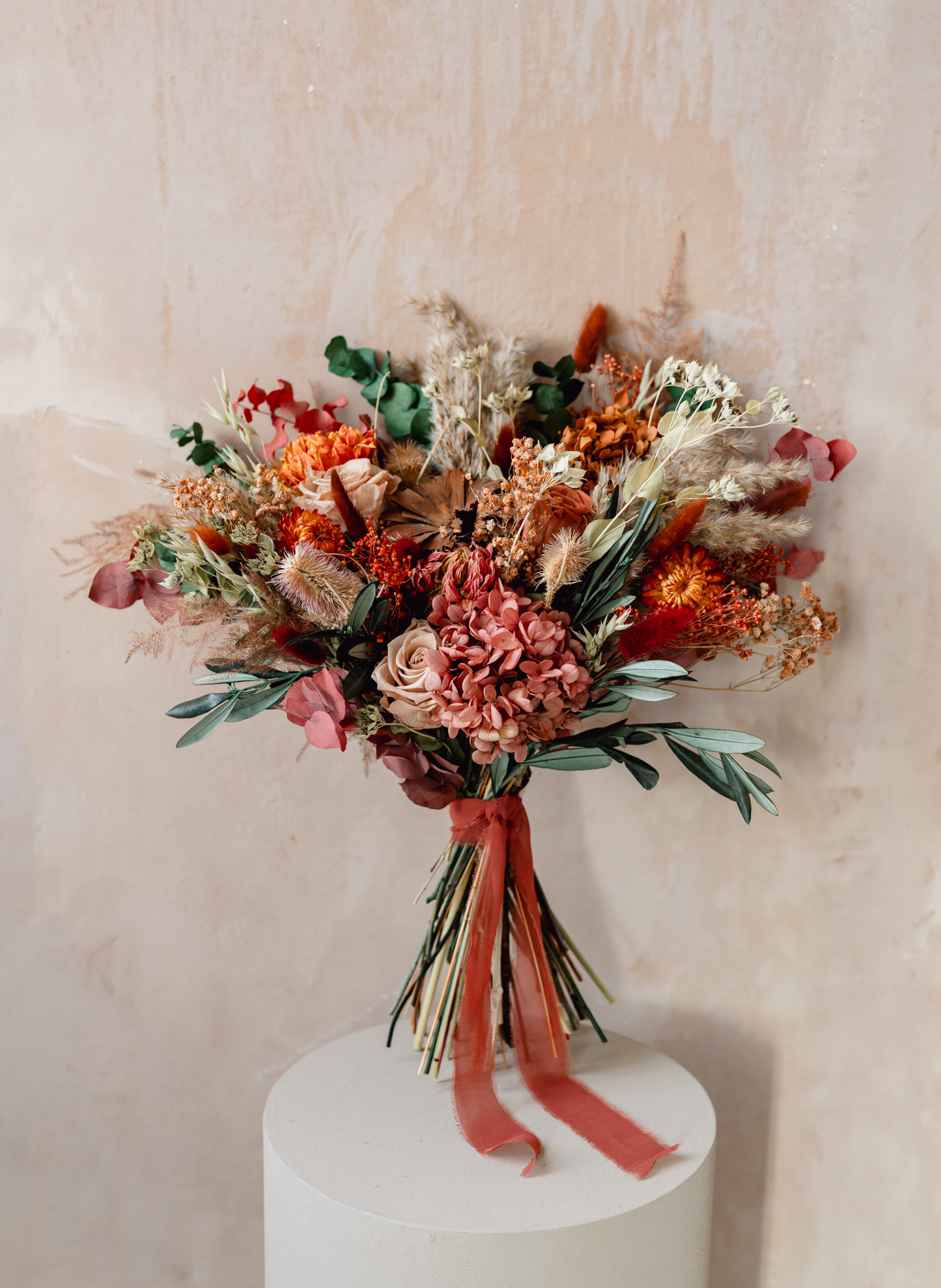 Mia Autumnal Dried Flower Flat Back Wedding Bridal Bouquet 2